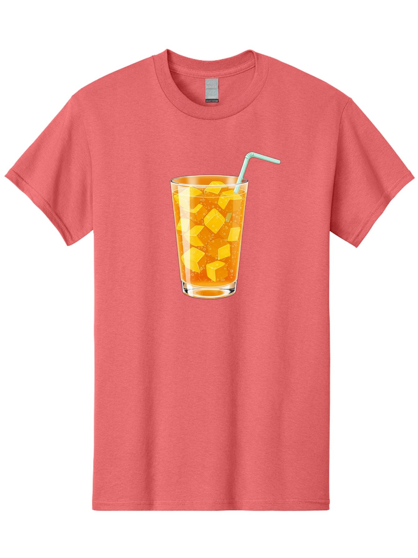 Mango-Drink Men'S Graphic Tee, 100% Cotton, Comfortable Casual Summer Wear, Machine Washable, Mango Juice, Refreshing Drink, Cold Beverage, Fruit Cubes, Glass With Straw, Summer Drink, Healthy Drink, Mango Flavor, Fizzy Drink, Citrus Drink Bac141 15