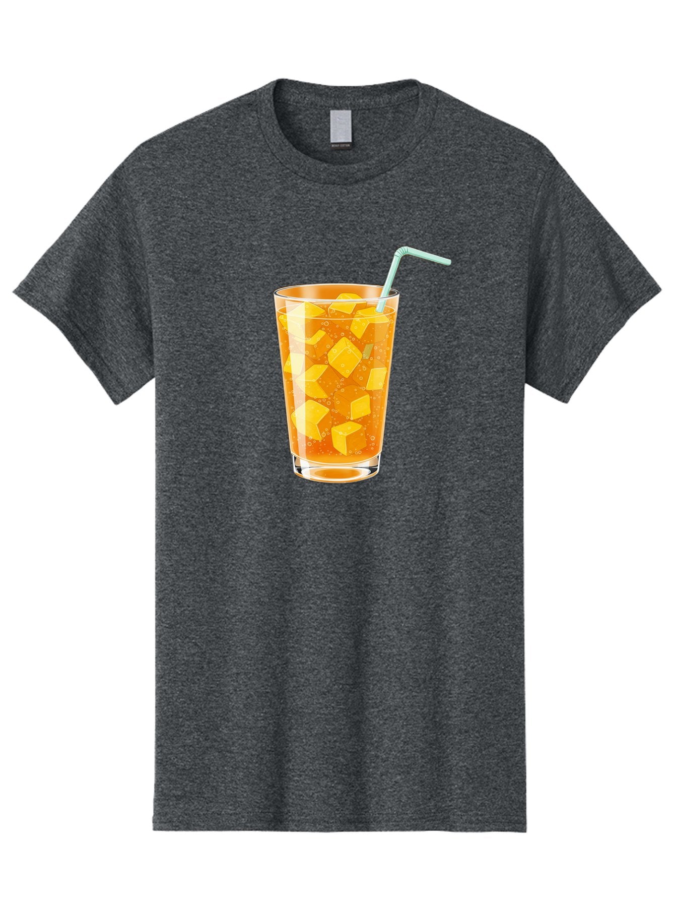 Mango-Drink Men'S Graphic Tee, 100% Cotton, Comfortable Casual Summer Wear, Machine Washable, Mango Juice, Refreshing Drink, Cold Beverage, Fruit Cubes, Glass With Straw, Summer Drink, Healthy Drink, Mango Flavor, Fizzy Drink, Citrus Drink Bac141