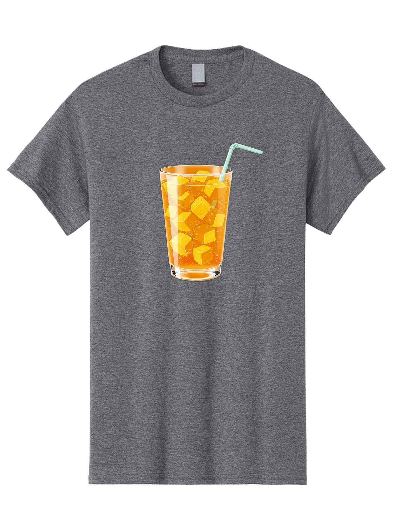 Mango-Drink Men'S Graphic Tee, 100% Cotton, Comfortable Casual Summer Wear, Machine Washable, Mango Juice, Refreshing Drink, Cold Beverage, Fruit Cubes, Glass With Straw, Summer Drink, Healthy Drink, Mango Flavor, Fizzy Drink, Citrus Drink Bac141 10