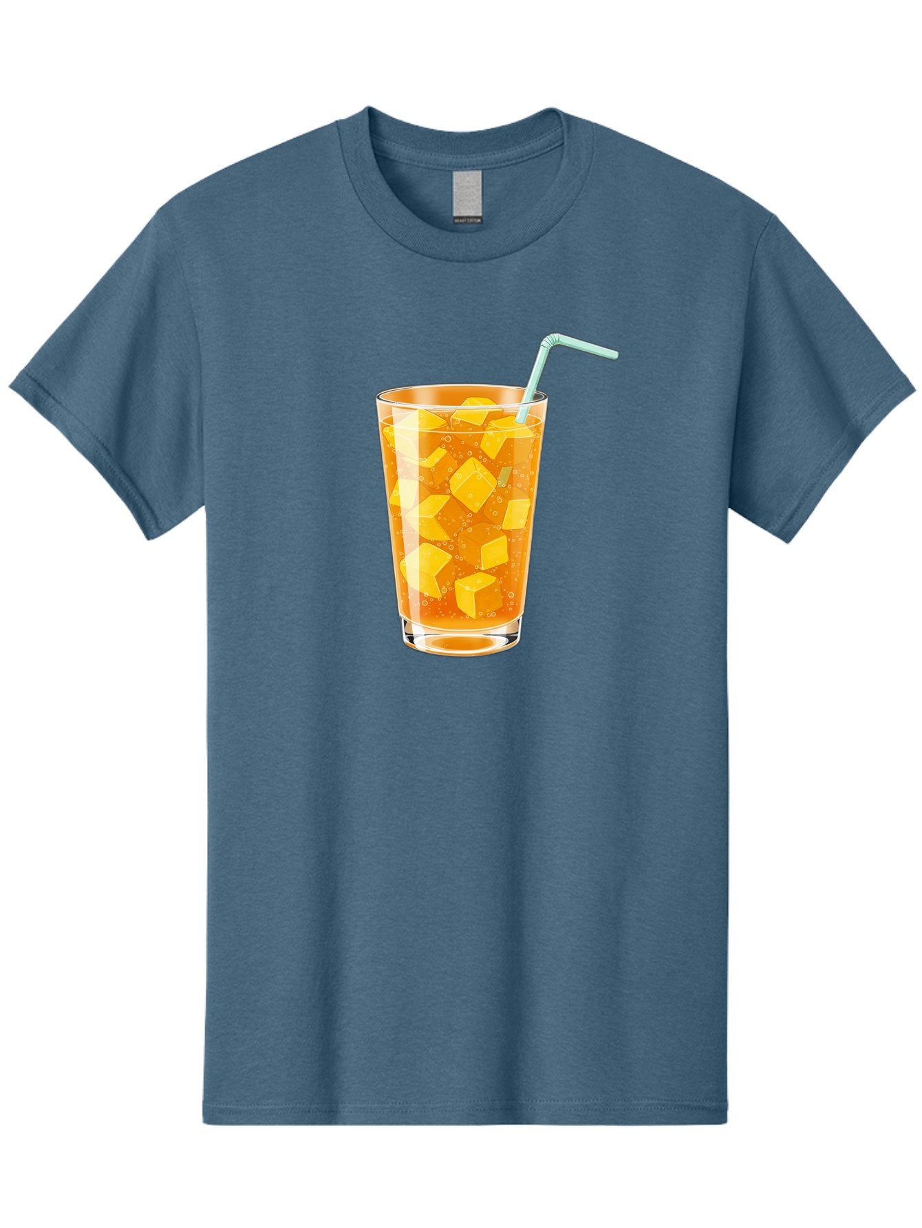 Mango-Drink Men'S Graphic Tee, 100% Cotton, Comfortable Casual Summer Wear, Machine Washable, Mango Juice, Refreshing Drink, Cold Beverage, Fruit Cubes, Glass With Straw, Summer Drink, Healthy Drink, Mango Flavor, Fizzy Drink, Citrus Drink Bac141 14