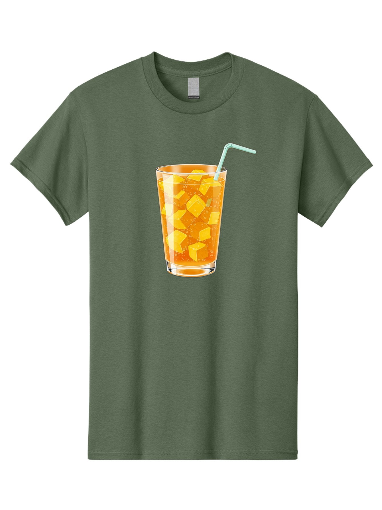 Mango-Drink Men'S Graphic Tee, 100% Cotton, Comfortable Casual Summer Wear, Machine Washable, Mango Juice, Refreshing Drink, Cold Beverage, Fruit Cubes, Glass With Straw, Summer Drink, Healthy Drink, Mango Flavor, Fizzy Drink, Citrus Drink Bac141 13