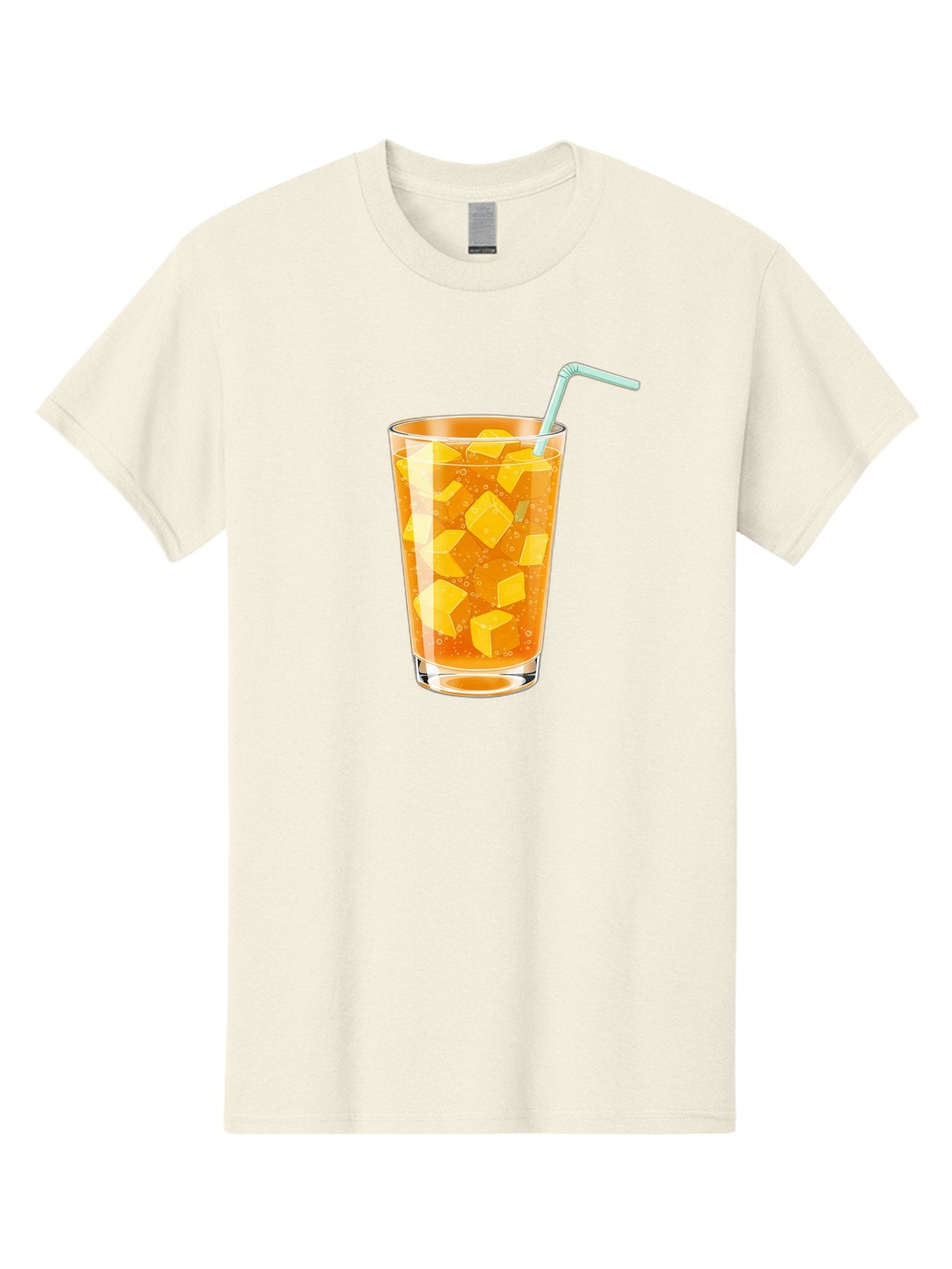 Mango-Drink Men'S Graphic Tee, 100% Cotton, Comfortable Casual Summer Wear, Machine Washable, Mango Juice, Refreshing Drink, Cold Beverage, Fruit Cubes, Glass With Straw, Summer Drink, Healthy Drink, Mango Flavor, Fizzy Drink, Citrus Drink Bac141 12