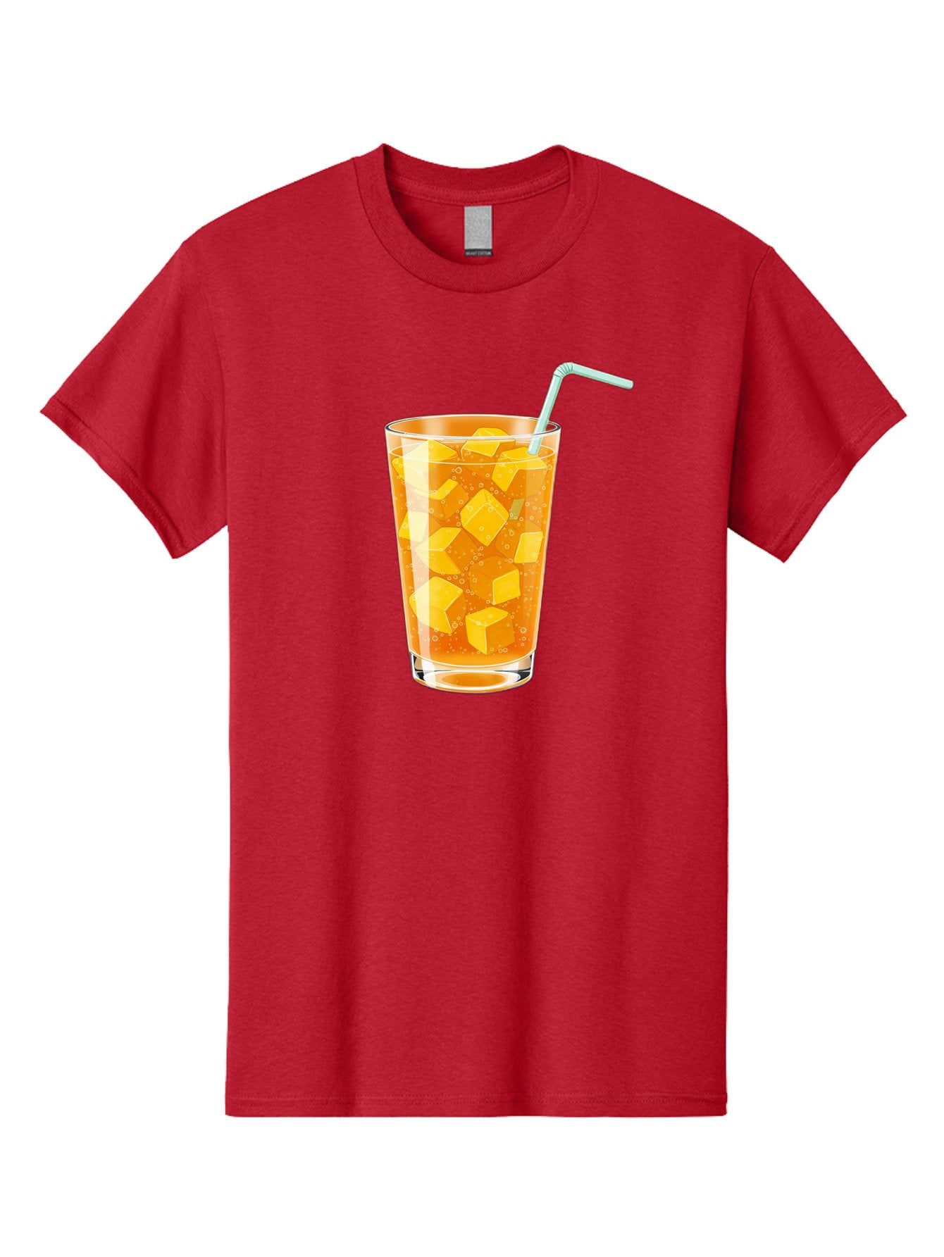 Mango-Drink Men'S Graphic Tee, 100% Cotton, Comfortable Casual Summer Wear, Machine Washable, Mango Juice, Refreshing Drink, Cold Beverage, Fruit Cubes, Glass With Straw, Summer Drink, Healthy Drink, Mango Flavor, Fizzy Drink, Citrus Drink Bac141 3