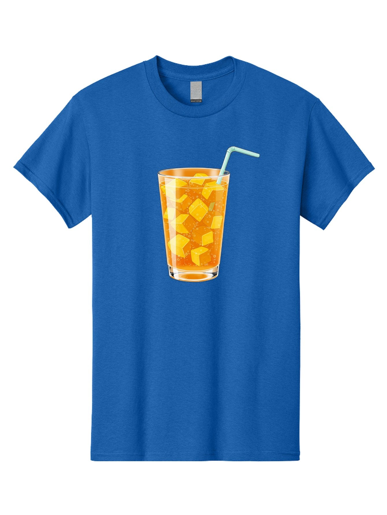 Mango-Drink Men'S Graphic Tee, 100% Cotton, Comfortable Casual Summer Wear, Machine Washable, Mango Juice, Refreshing Drink, Cold Beverage, Fruit Cubes, Glass With Straw, Summer Drink, Healthy Drink, Mango Flavor, Fizzy Drink, Citrus Drink Bac141 5