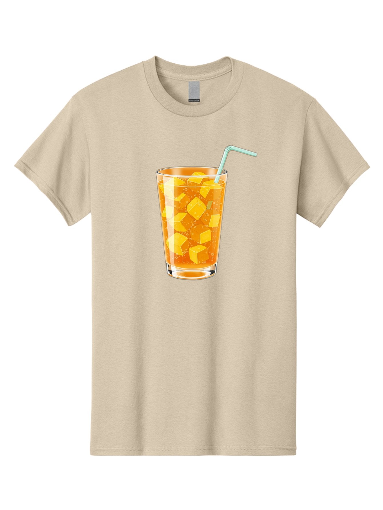 Mango-Drink Men'S Graphic Tee, 100% Cotton, Comfortable Casual Summer Wear, Machine Washable, Mango Juice, Refreshing Drink, Cold Beverage, Fruit Cubes, Glass With Straw, Summer Drink, Healthy Drink, Mango Flavor, Fizzy Drink, Citrus Drink Bac141 8