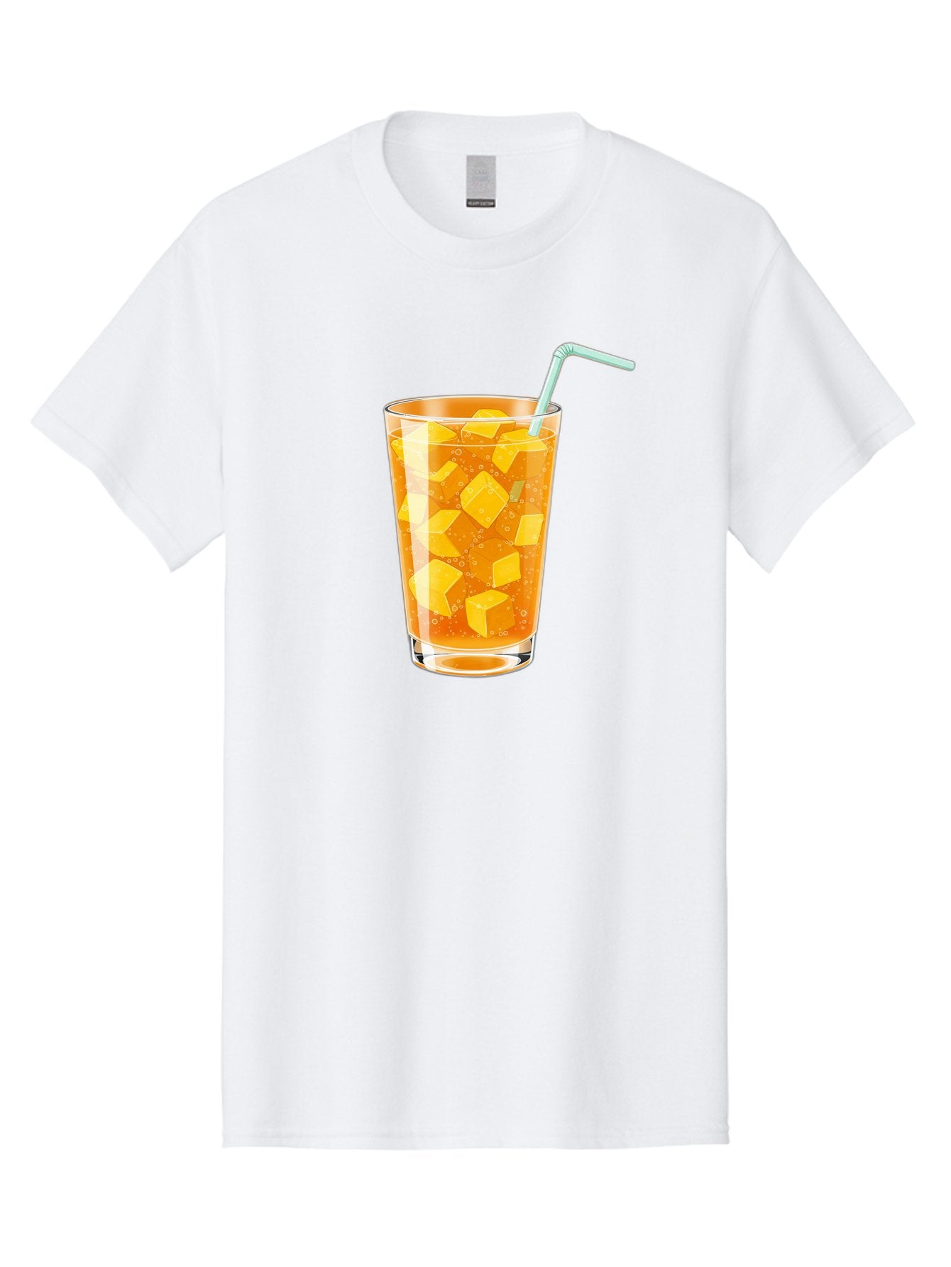 Mango-Drink Men'S Graphic Tee, 100% Cotton, Comfortable Casual Summer Wear, Machine Washable, Mango Juice, Refreshing Drink, Cold Beverage, Fruit Cubes, Glass With Straw, Summer Drink, Healthy Drink, Mango Flavor, Fizzy Drink, Citrus Drink Bac141 6