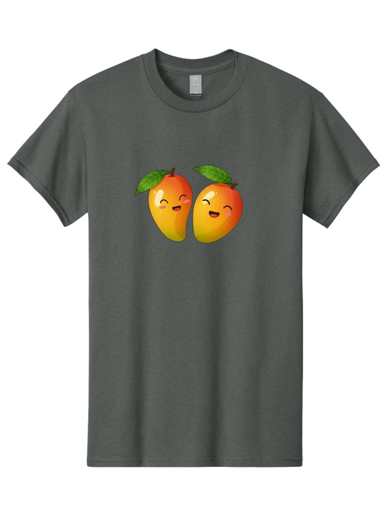 Mango-Emoticons Men'S Graphic Tee, 100% Cotton, Comfortable Casual Summer Wear, Machine Washable, Cartoon Mangoes, Happy Faces, Smiling Fruits, Vibrant Orange, Green Leaves, Cute Illustration, Fruit Emoji, Kawaii Art, Digital Art, Bac142 8