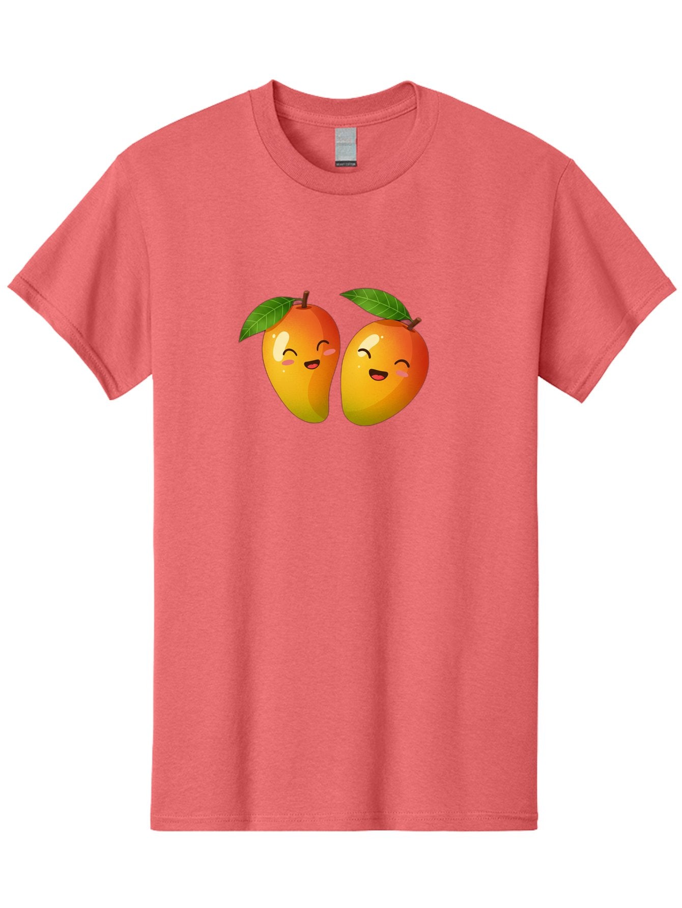 Mango-Emoticons Men'S Graphic Tee, 100% Cotton, Comfortable Casual Summer Wear, Machine Washable, Cartoon Mangoes, Happy Faces, Smiling Fruits, Vibrant Orange, Green Leaves, Cute Illustration, Fruit Emoji, Kawaii Art, Digital Art, Bac142 10