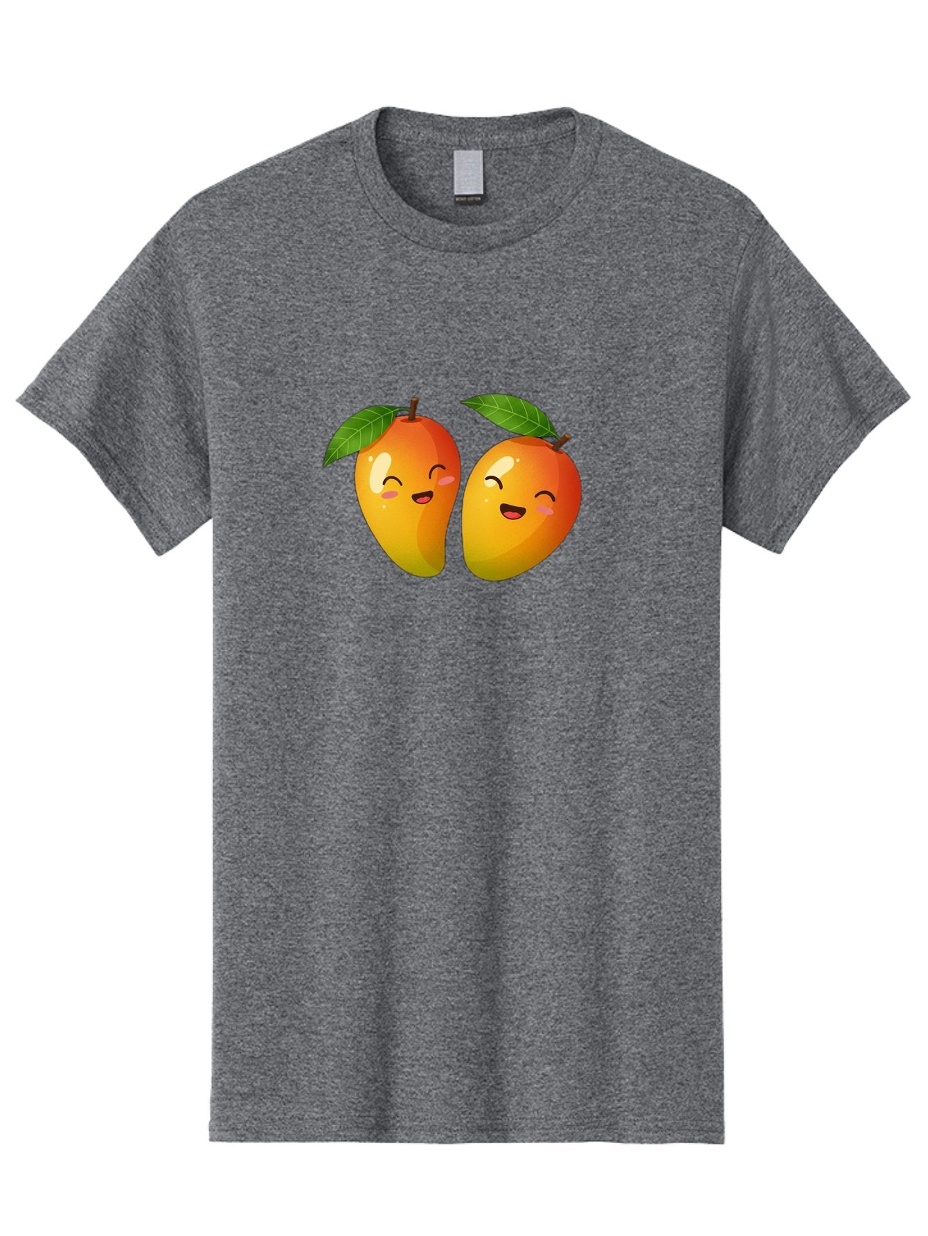 Mango-Emoticons Men'S Graphic Tee, 100% Cotton, Comfortable Casual Summer Wear, Machine Washable, Cartoon Mangoes, Happy Faces, Smiling Fruits, Vibrant Orange, Green Leaves, Cute Illustration, Fruit Emoji, Kawaii Art, Digital Art, Bac142 6