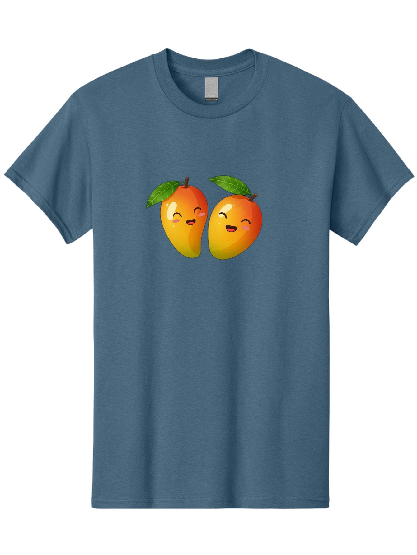 Mango-Emoticons Men'S Graphic Tee, 100% Cotton, Comfortable Casual Summer Wear, Machine Washable, Cartoon Mangoes, Happy Faces, Smiling Fruits, Vibrant Orange, Green Leaves, Cute Illustration, Fruit Emoji, Kawaii Art, Digital Art, Bac142 7