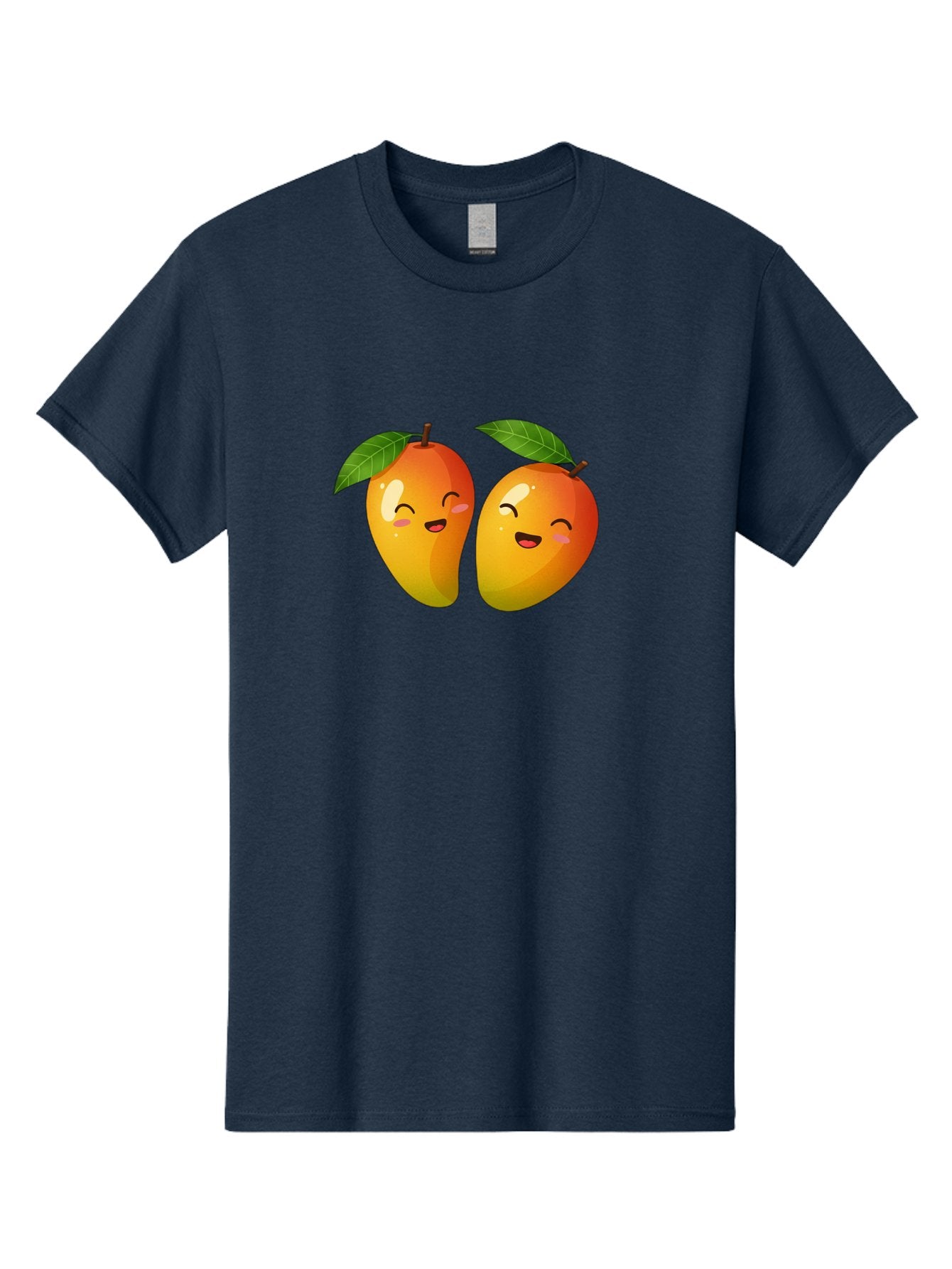 Mango-Emoticons Men'S Graphic Tee, 100% Cotton, Comfortable Casual Summer Wear, Machine Washable, Cartoon Mangoes, Happy Faces, Smiling Fruits, Vibrant Orange, Green Leaves, Cute Illustration, Fruit Emoji, Kawaii Art, Digital Art, Bac142 5