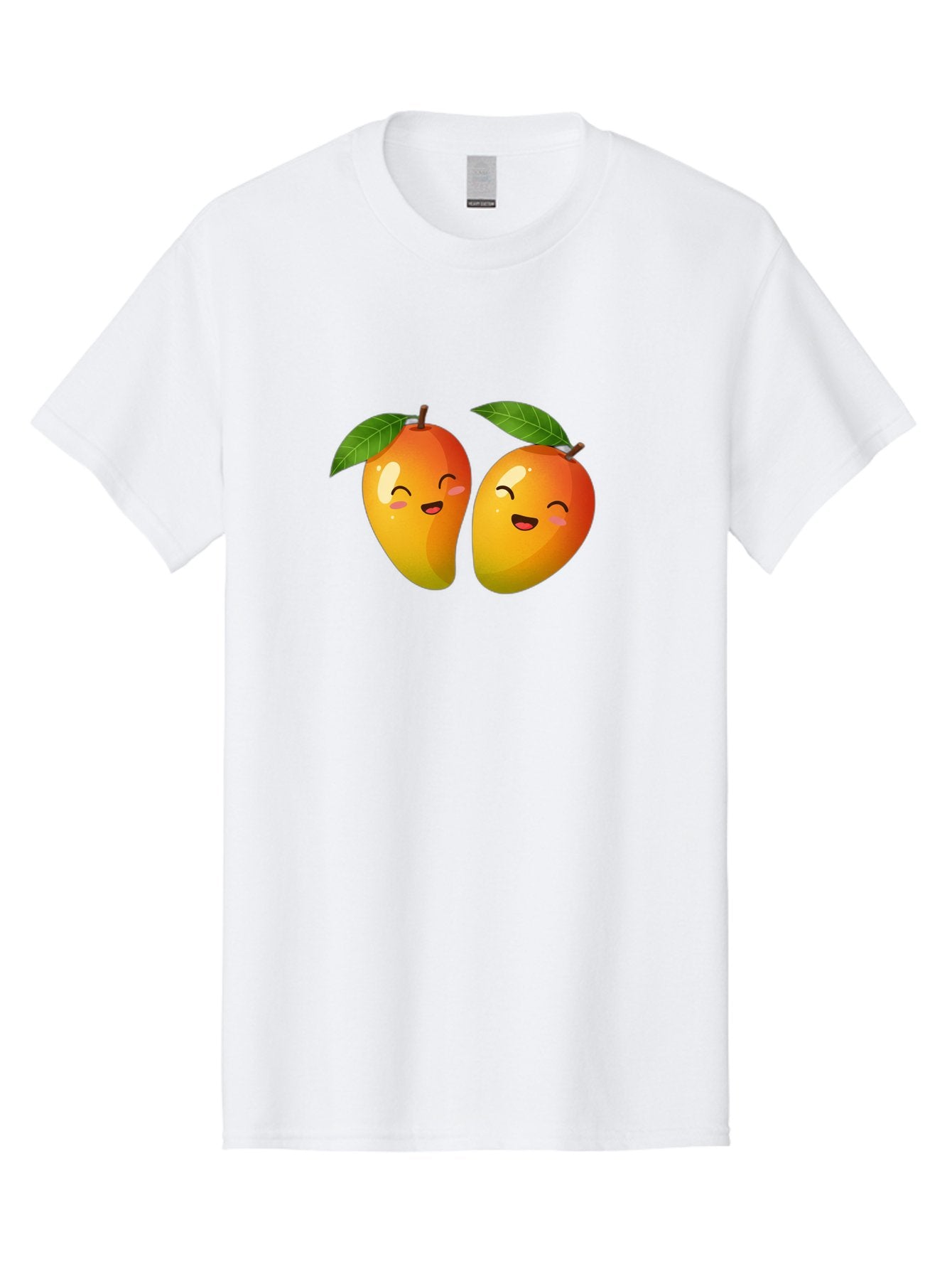 Mango-Emoticons Men'S Graphic Tee, 100% Cotton, Comfortable Casual Summer Wear, Machine Washable, Cartoon Mangoes, Happy Faces, Smiling Fruits, Vibrant Orange, Green Leaves, Cute Illustration, Fruit Emoji, Kawaii Art, Digital Art, Bac142 12