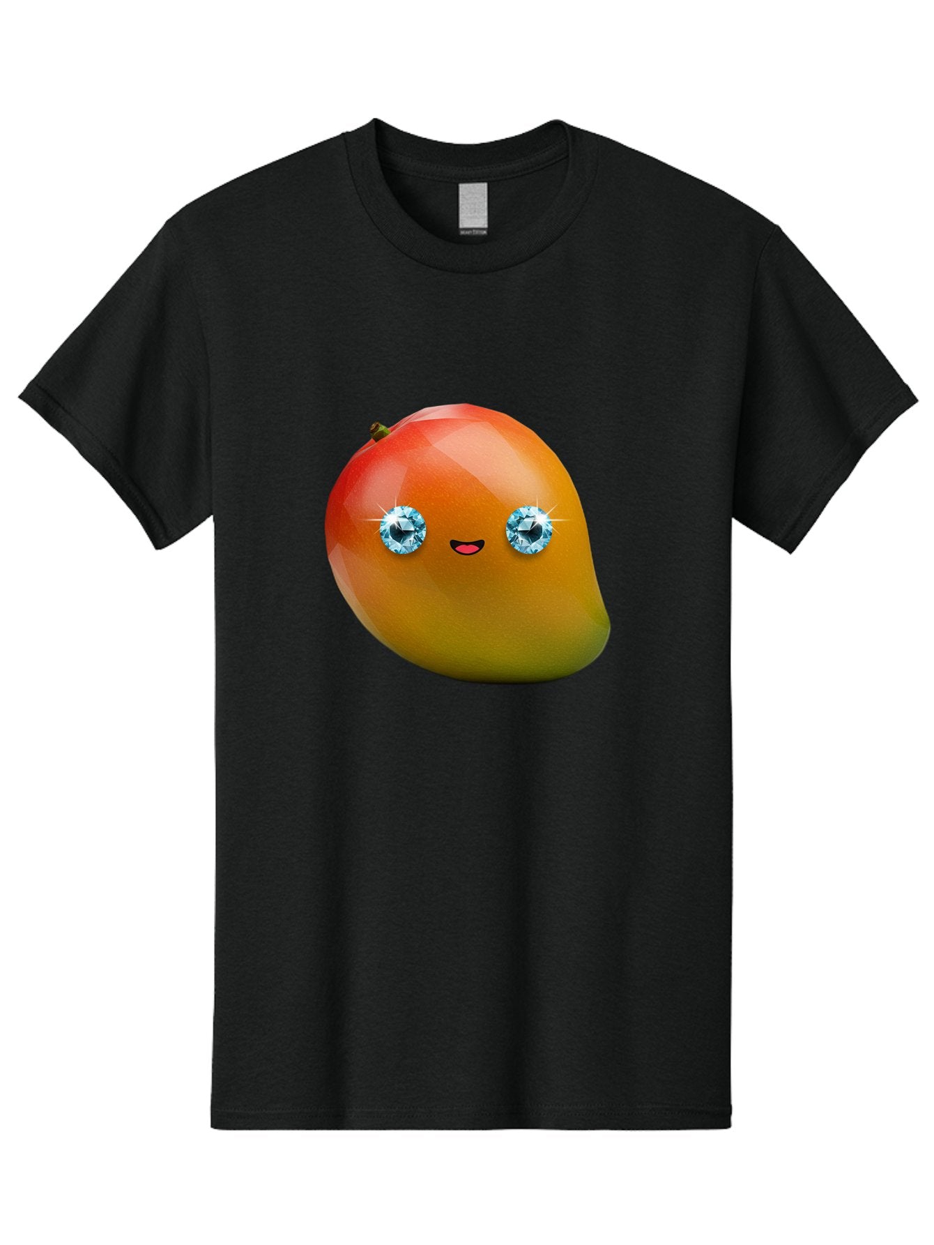 Mango-Eyes Men'S Graphic Tee, 100% Cotton, Comfortable Casual Summer Wear, Machine Washable, Mango Fruit, Diamond Eyes, Cartoon Character, Shiny Mango, Cute Fruit, Smiling Face, Vibrant Colors, Luxury Fruit, Exotic Charm Bac143 14