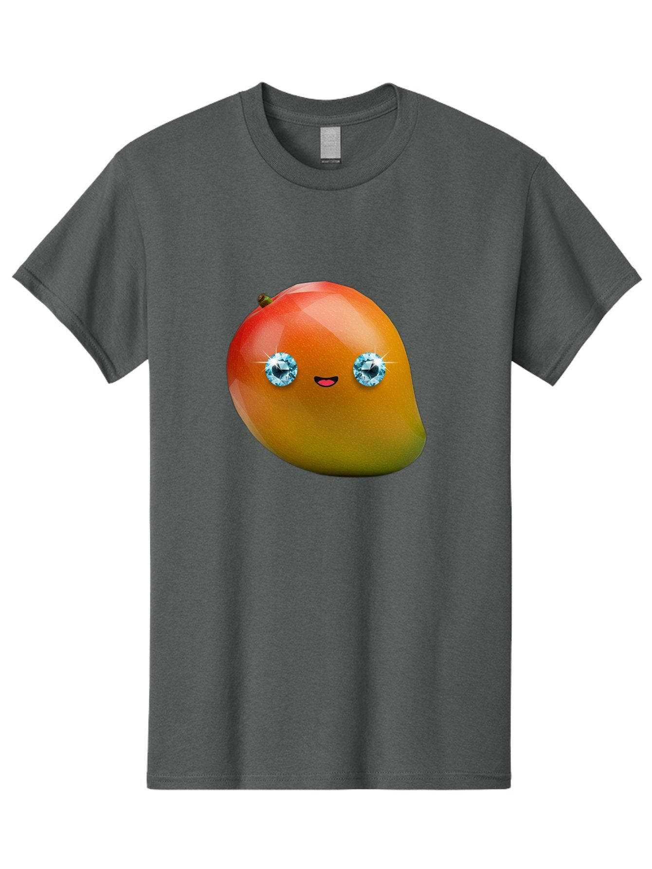 Mango-Eyes Men'S Graphic Tee, 100% Cotton, Comfortable Casual Summer Wear, Machine Washable, Mango Fruit, Diamond Eyes, Cartoon Character, Shiny Mango, Cute Fruit, Smiling Face, Vibrant Colors, Luxury Fruit, Exotic Charm Bac143 4