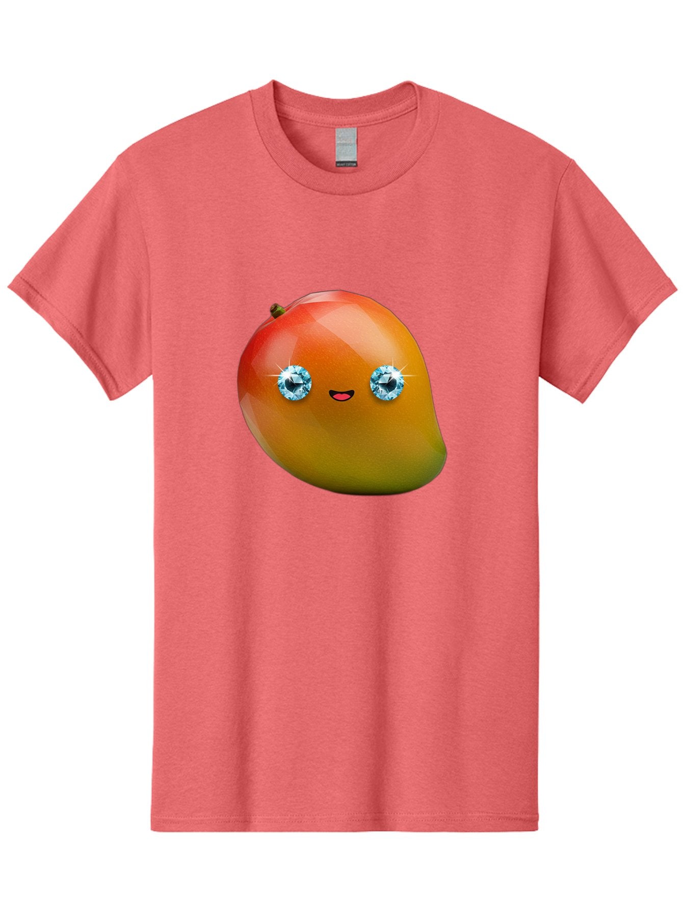 Mango-Eyes Men'S Graphic Tee, 100% Cotton, Comfortable Casual Summer Wear, Machine Washable, Mango Fruit, Diamond Eyes, Cartoon Character, Shiny Mango, Cute Fruit, Smiling Face, Vibrant Colors, Luxury Fruit, Exotic Charm Bac143 11