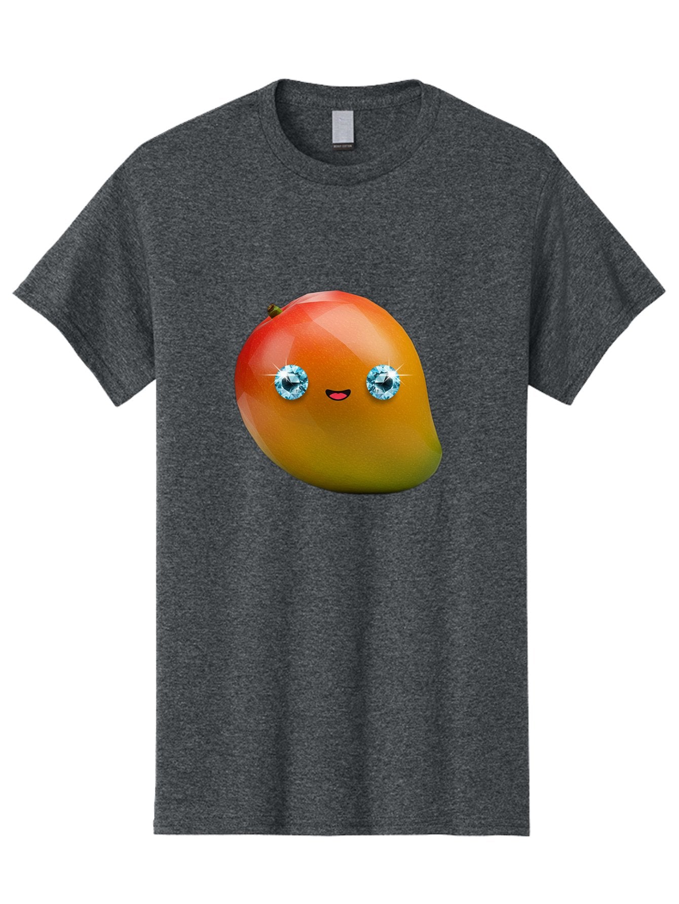 Mango-Eyes Men'S Graphic Tee, 100% Cotton, Comfortable Casual Summer Wear, Machine Washable, Mango Fruit, Diamond Eyes, Cartoon Character, Shiny Mango, Cute Fruit, Smiling Face, Vibrant Colors, Luxury Fruit, Exotic Charm Bac143 13