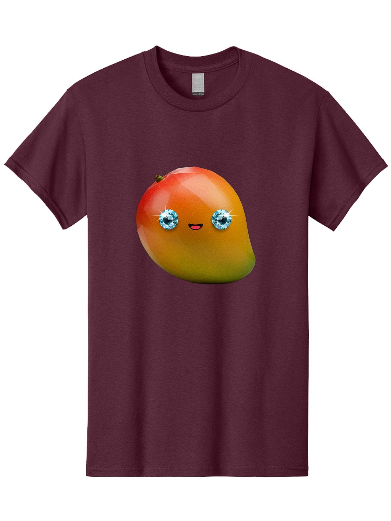 Mango-Eyes Men'S Graphic Tee, 100% Cotton, Comfortable Casual Summer Wear, Machine Washable, Mango Fruit, Diamond Eyes, Cartoon Character, Shiny Mango, Cute Fruit, Smiling Face, Vibrant Colors, Luxury Fruit, Exotic Charm Bac143 15