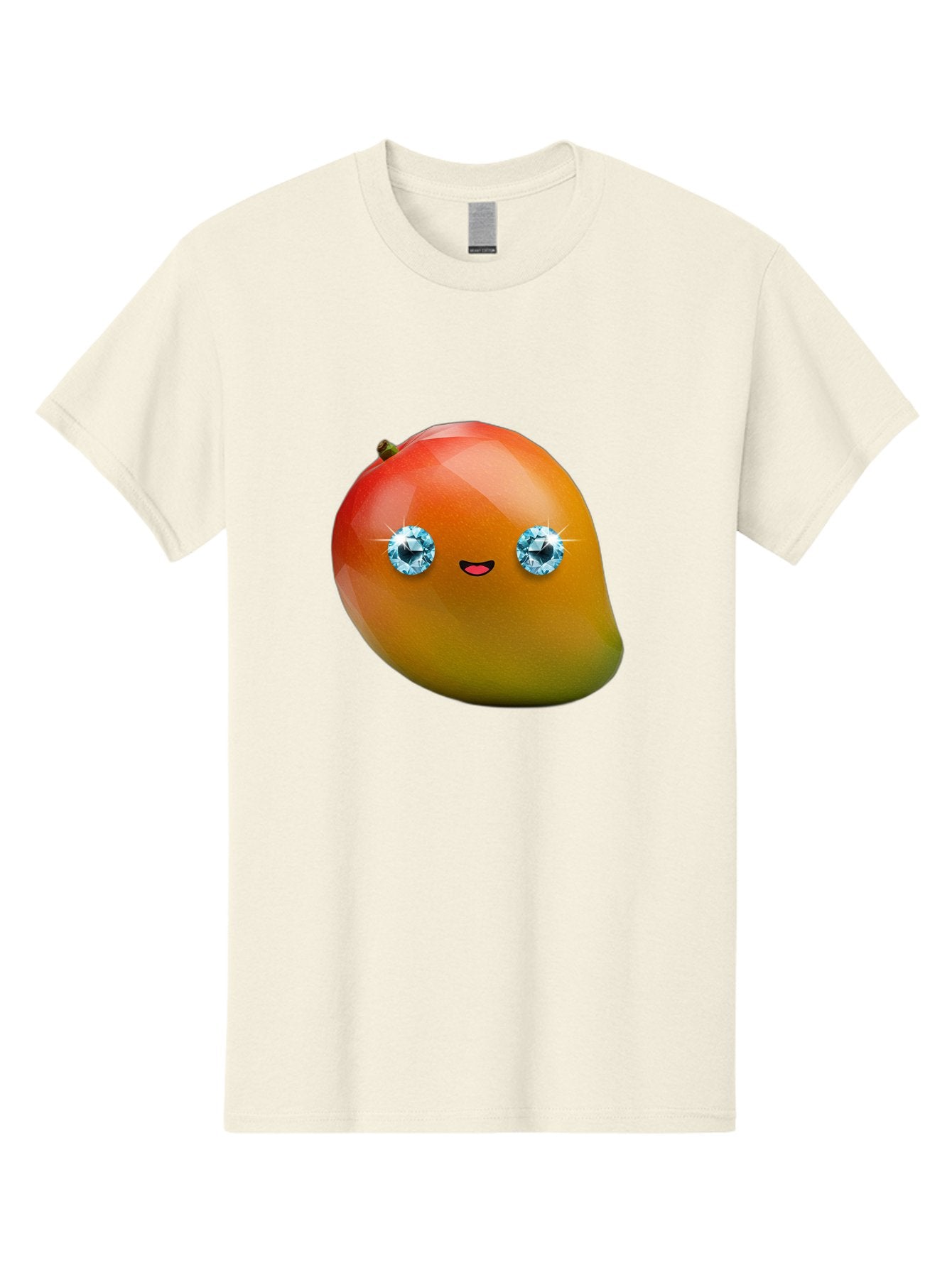 Mango-Eyes Men'S Graphic Tee, 100% Cotton, Comfortable Casual Summer Wear, Machine Washable, Mango Fruit, Diamond Eyes, Cartoon Character, Shiny Mango, Cute Fruit, Smiling Face, Vibrant Colors, Luxury Fruit, Exotic Charm Bac143 12