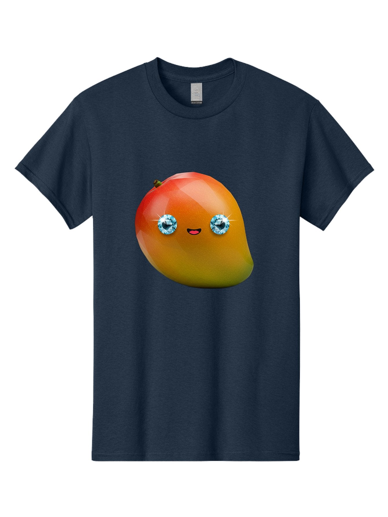 Mango-Eyes Men'S Graphic Tee, 100% Cotton, Comfortable Casual Summer Wear, Machine Washable, Mango Fruit, Diamond Eyes, Cartoon Character, Shiny Mango, Cute Fruit, Smiling Face, Vibrant Colors, Luxury Fruit, Exotic Charm Bac143 10