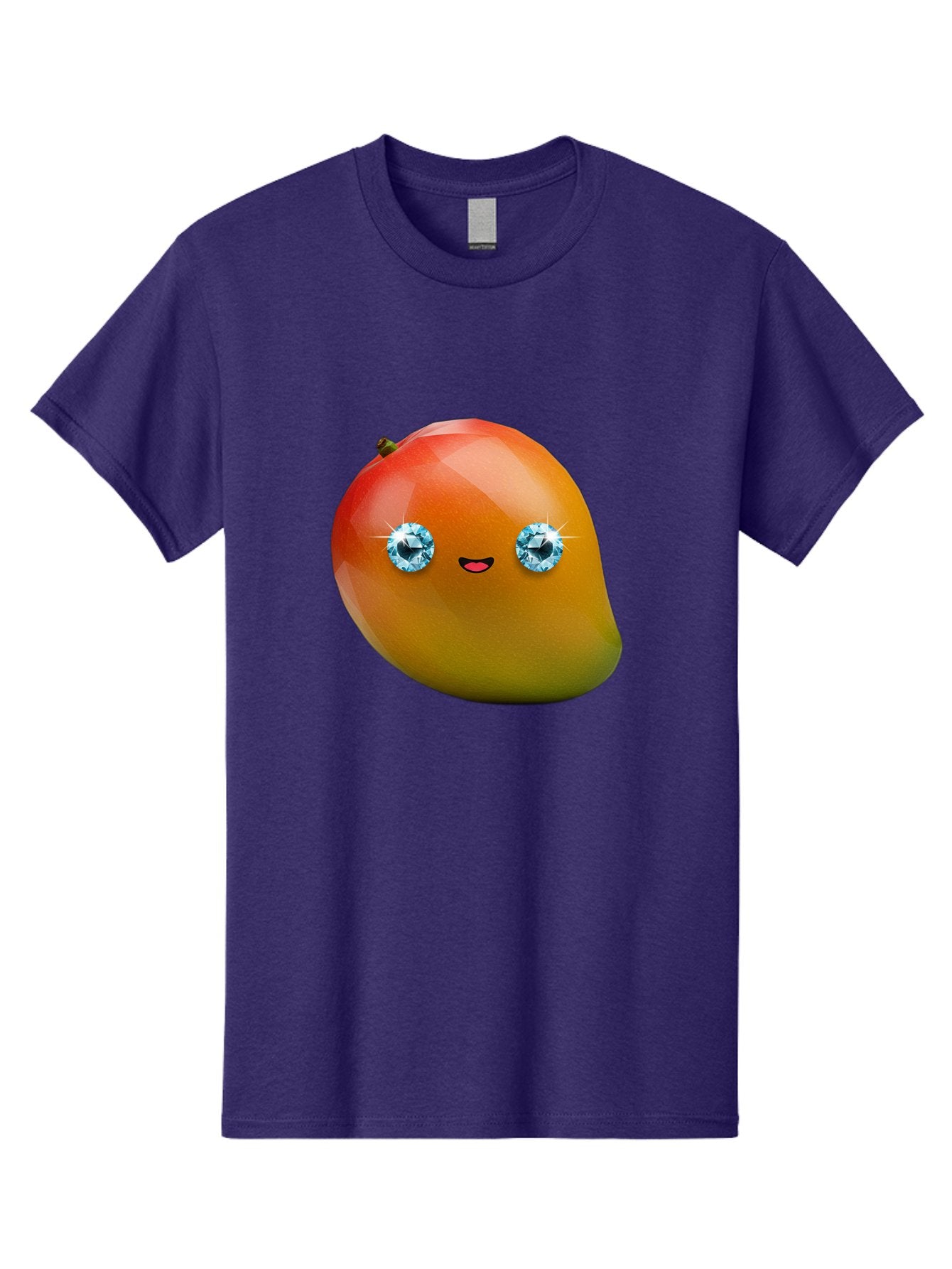 Mango-Eyes Men'S Graphic Tee, 100% Cotton, Comfortable Casual Summer Wear, Machine Washable, Mango Fruit, Diamond Eyes, Cartoon Character, Shiny Mango, Cute Fruit, Smiling Face, Vibrant Colors, Luxury Fruit, Exotic Charm Bac143 7