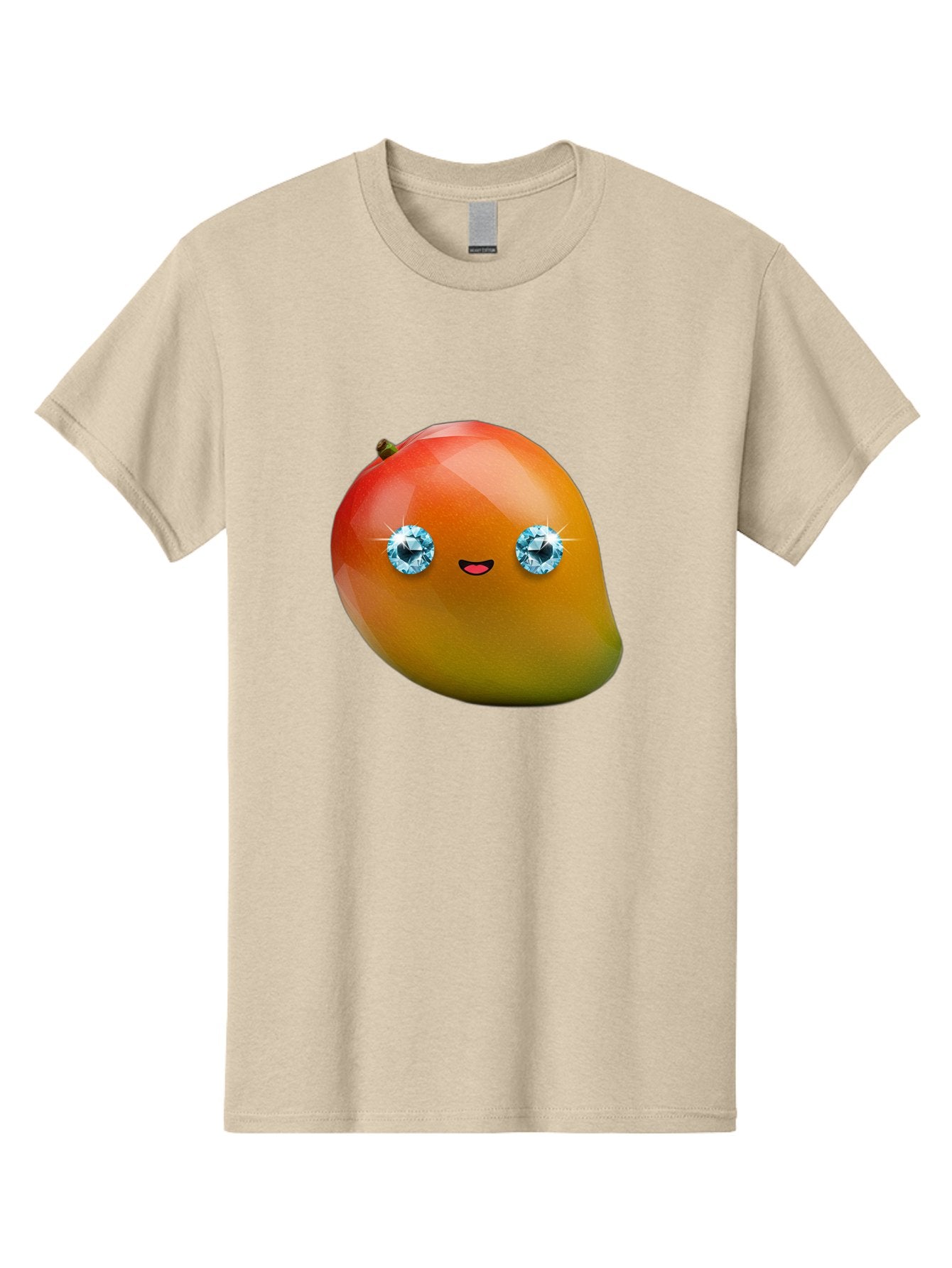 Mango-Eyes Men'S Graphic Tee, 100% Cotton, Comfortable Casual Summer Wear, Machine Washable, Mango Fruit, Diamond Eyes, Cartoon Character, Shiny Mango, Cute Fruit, Smiling Face, Vibrant Colors, Luxury Fruit, Exotic Charm Bac143 6