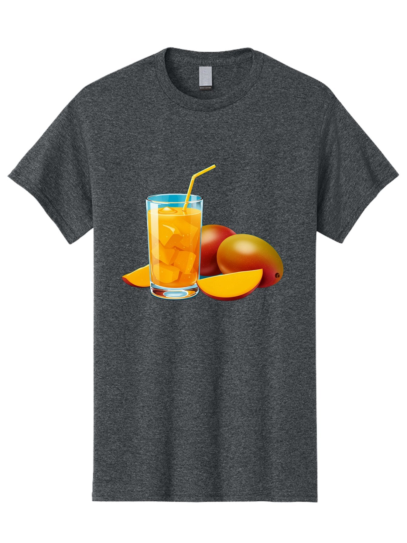 Mango-Juice-2 Men'S Graphic Tee, 100% Cotton, Comfortable Casual Summer Wear, Machine Washable, Mango Juice, Refreshing Drink, Cold Beverage, Tropical Fruit, Mango Chunks, Yellow Straw, Red Mango, Sliced Mango, Summer Drink Bac146 5
