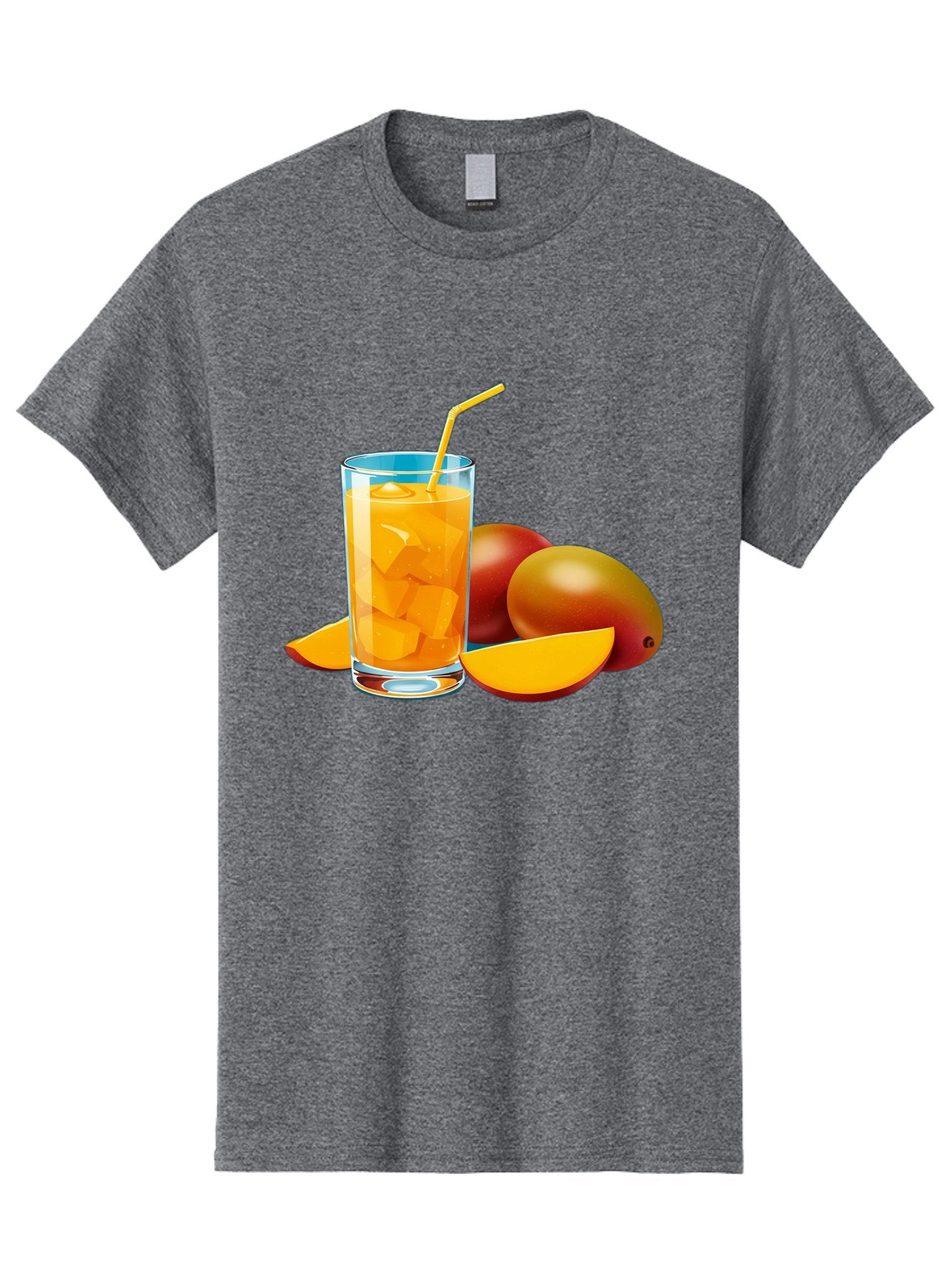Mango-Juice-2 Men'S Graphic Tee, 100% Cotton, Comfortable Casual Summer Wear, Machine Washable, Mango Juice, Refreshing Drink, Cold Beverage, Tropical Fruit, Mango Chunks, Yellow Straw, Red Mango, Sliced Mango, Summer Drink Bac146 15