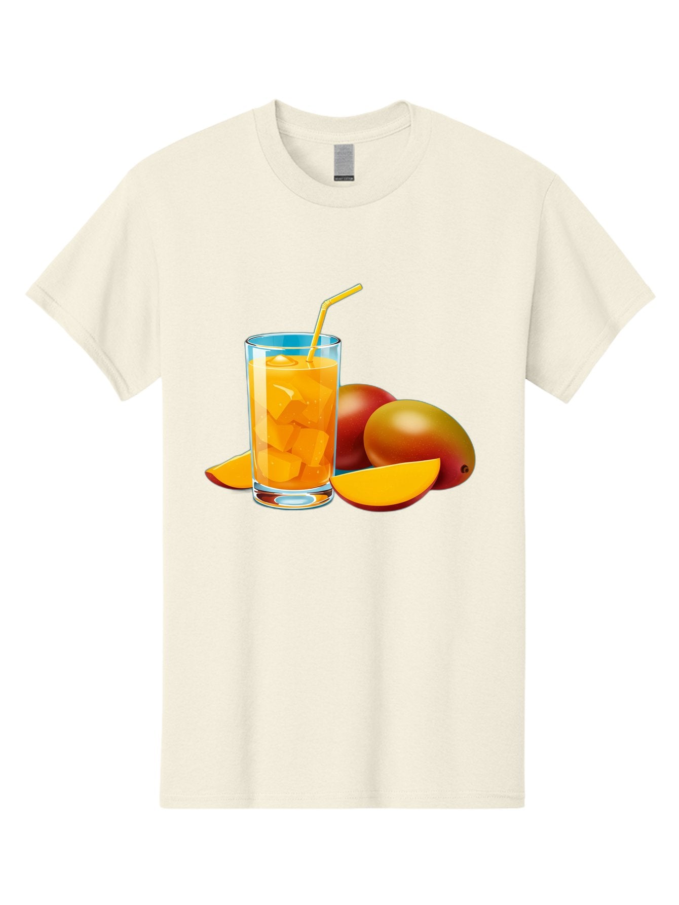 Mango-Juice-2 Men'S Graphic Tee, 100% Cotton, Comfortable Casual Summer Wear, Machine Washable, Mango Juice, Refreshing Drink, Cold Beverage, Tropical Fruit, Mango Chunks, Yellow Straw, Red Mango, Sliced Mango, Summer Drink Bac146 10