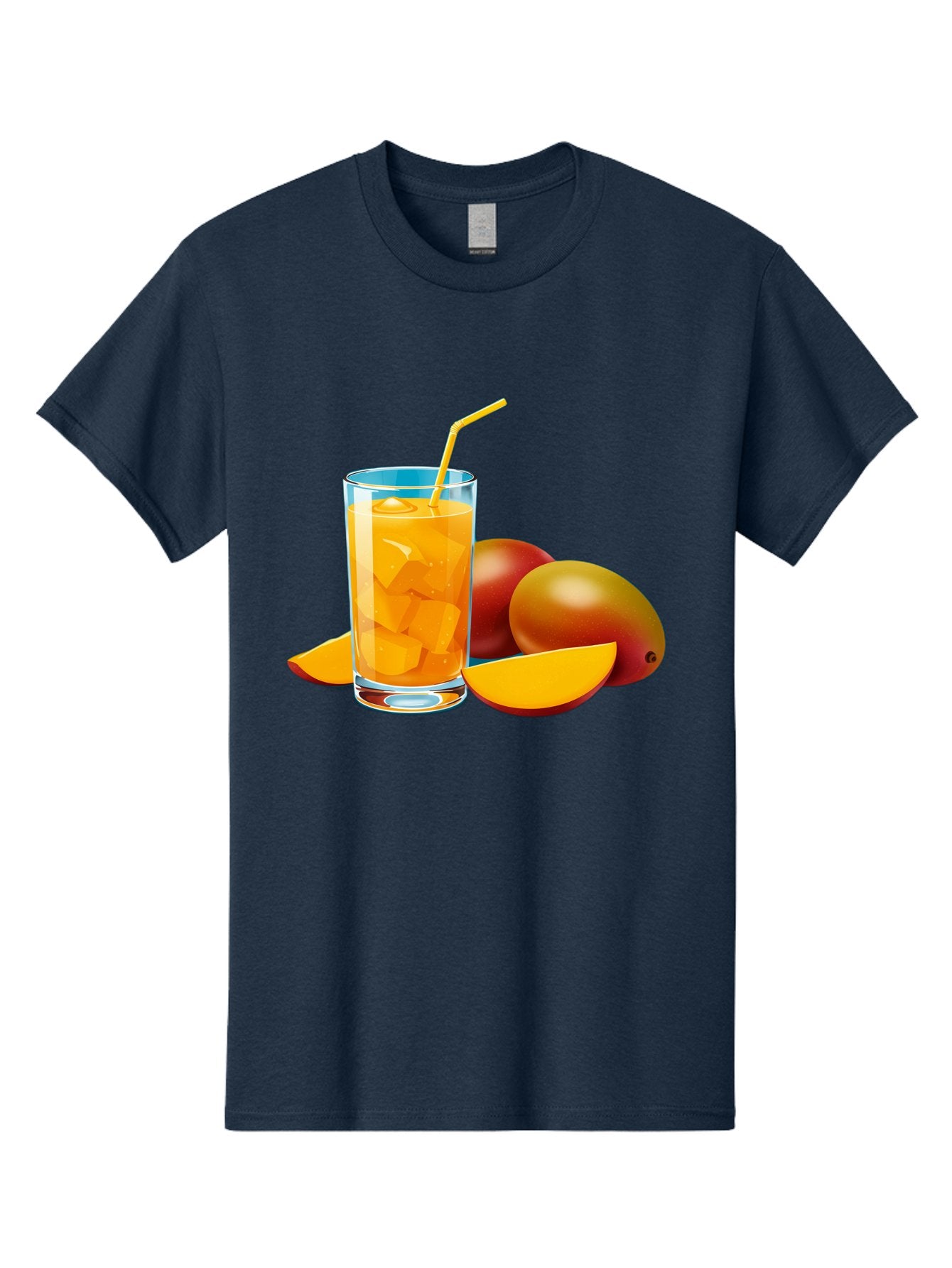 Mango-Juice-2 Men'S Graphic Tee, 100% Cotton, Comfortable Casual Summer Wear, Machine Washable, Mango Juice, Refreshing Drink, Cold Beverage, Tropical Fruit, Mango Chunks, Yellow Straw, Red Mango, Sliced Mango, Summer Drink Bac146 9