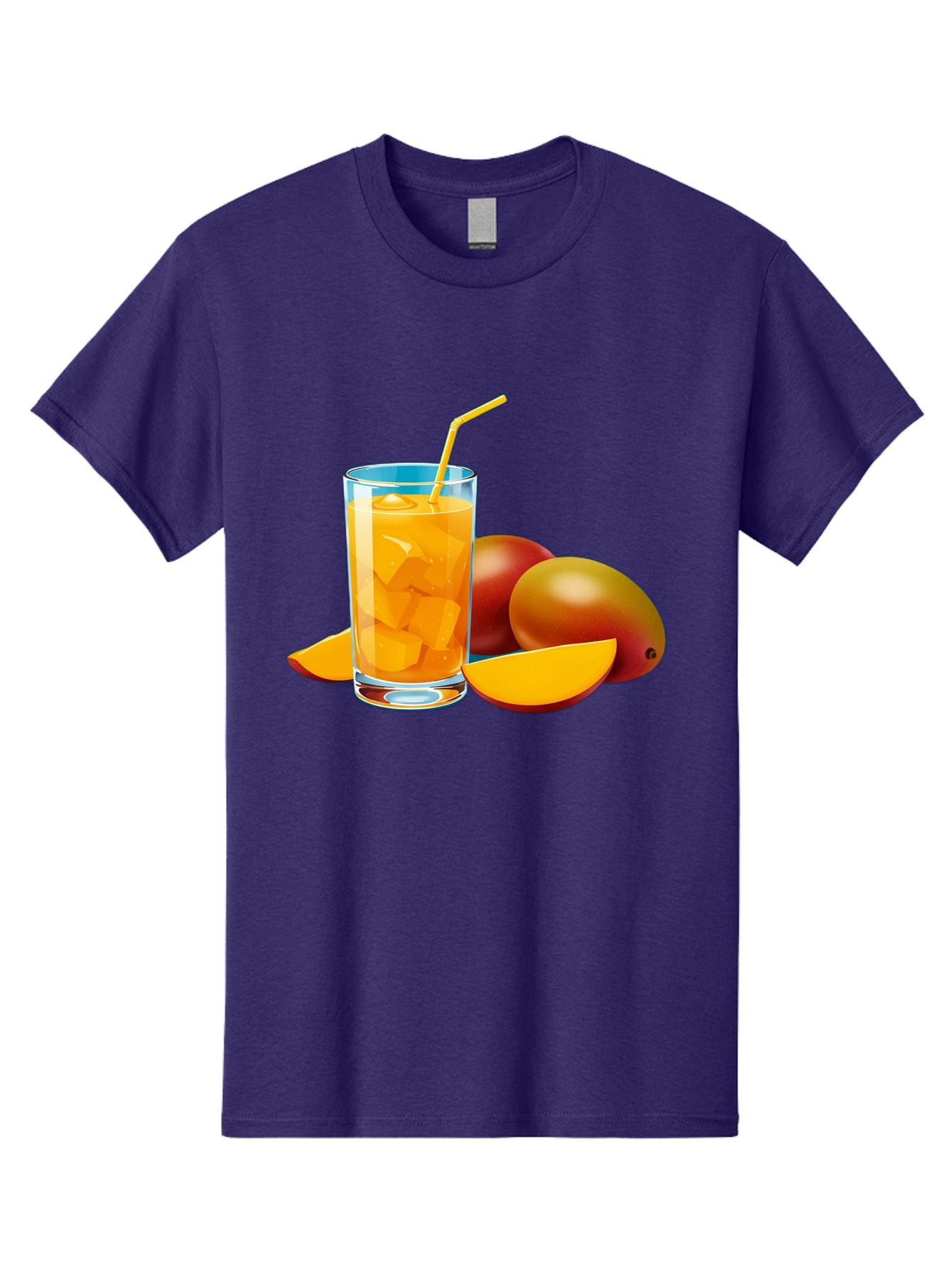 Mango-Juice-2 Men'S Graphic Tee, 100% Cotton, Comfortable Casual Summer Wear, Machine Washable, Mango Juice, Refreshing Drink, Cold Beverage, Tropical Fruit, Mango Chunks, Yellow Straw, Red Mango, Sliced Mango, Summer Drink Bac146 12