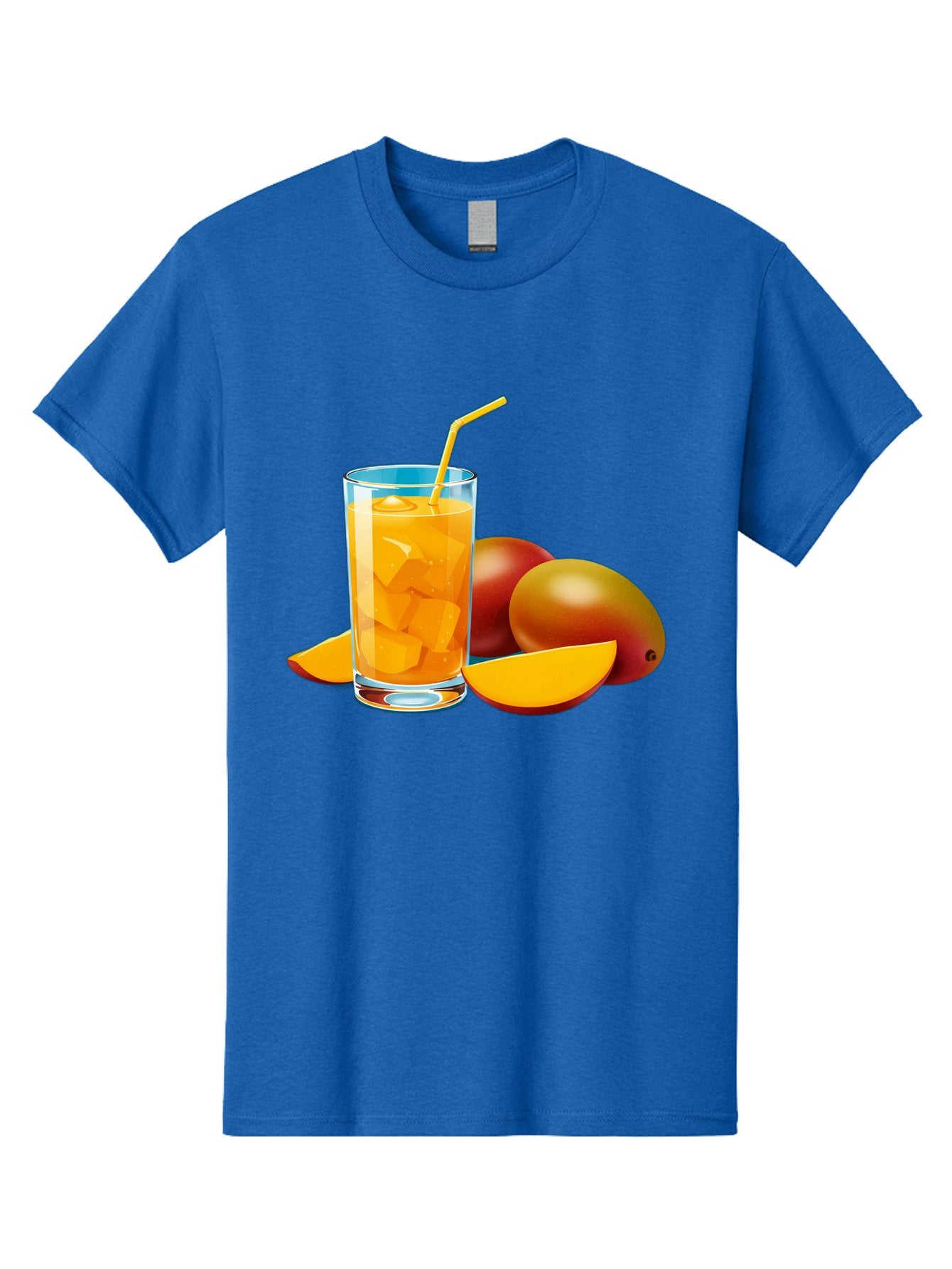 Mango-Juice-2 Men'S Graphic Tee, 100% Cotton, Comfortable Casual Summer Wear, Machine Washable, Mango Juice, Refreshing Drink, Cold Beverage, Tropical Fruit, Mango Chunks, Yellow Straw, Red Mango, Sliced Mango, Summer Drink Bac146 13