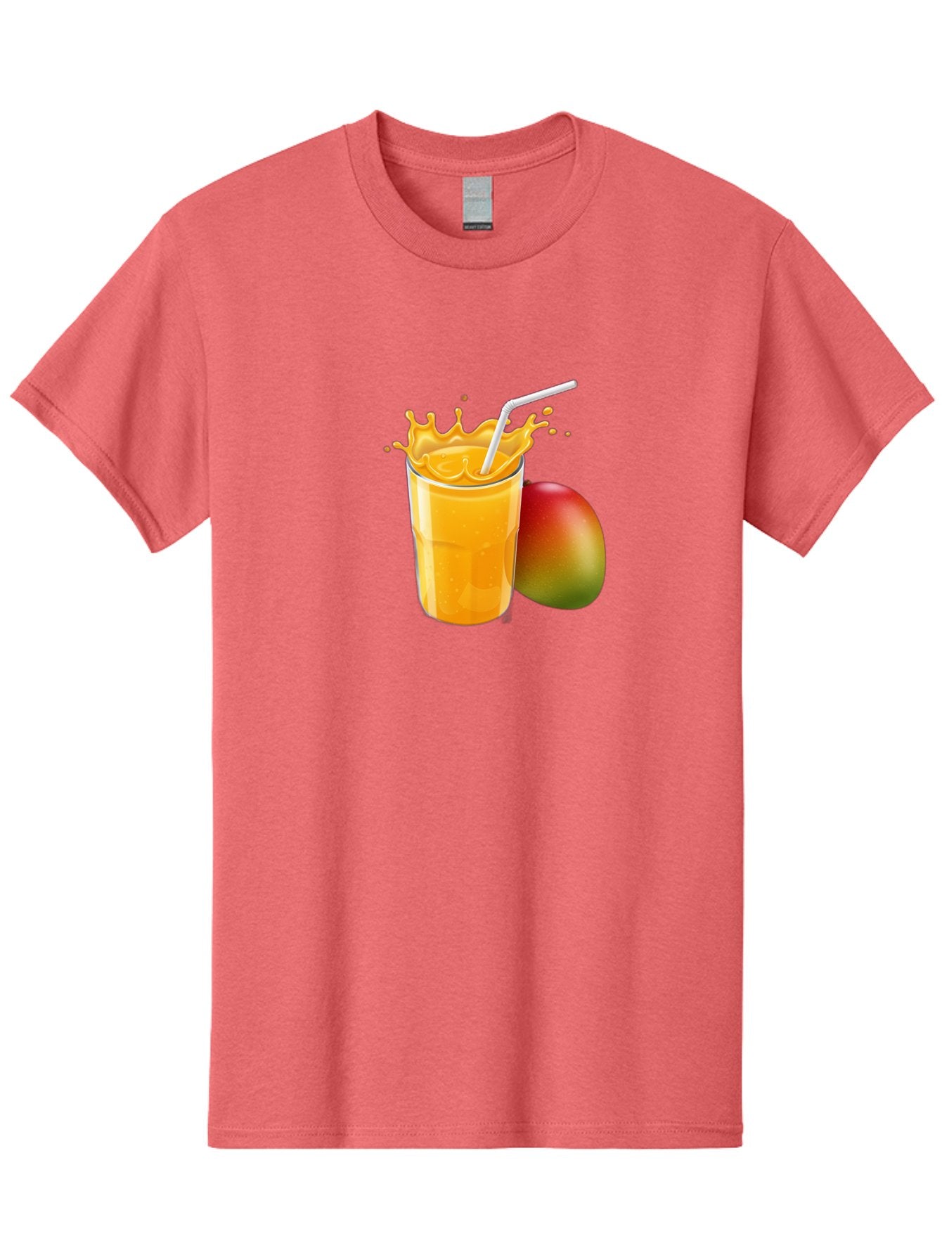 Mango-Juice-3 Men'S Graphic Tee, 100% Cotton, Comfortable Casual Summer Wear, Machine Washable, Mango Juice, Refreshing Drink, Tropical Flavor, Summer Beverage, Healthy Smoothie, Vibrant Orange Color, Splashing Juice, Straw, Whole Mango, Bac147 6