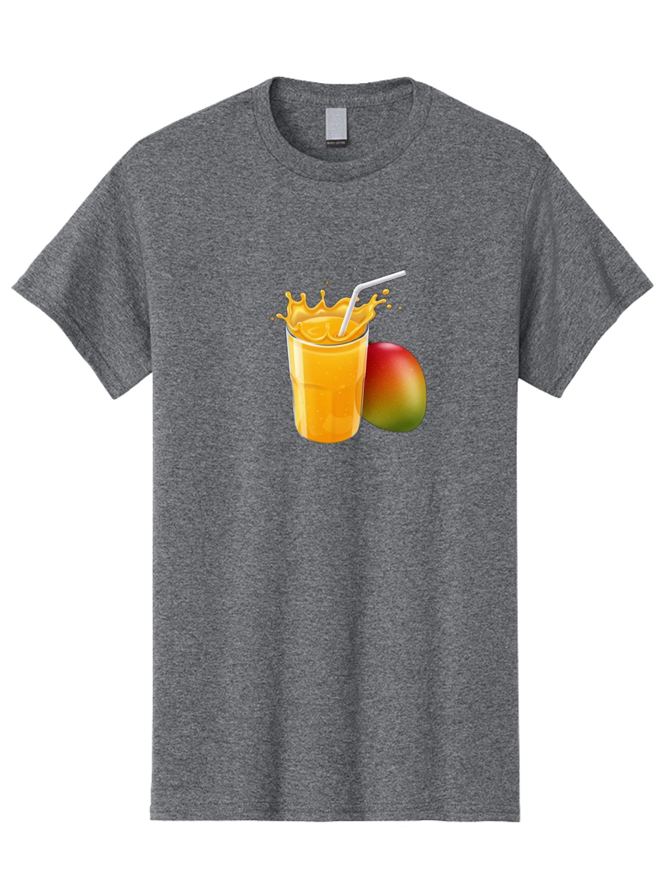 Mango-Juice-3 Men'S Graphic Tee, 100% Cotton, Comfortable Casual Summer Wear, Machine Washable, Mango Juice, Refreshing Drink, Tropical Flavor, Summer Beverage, Healthy Smoothie, Vibrant Orange Color, Splashing Juice, Straw, Whole Mango, Bac147 4