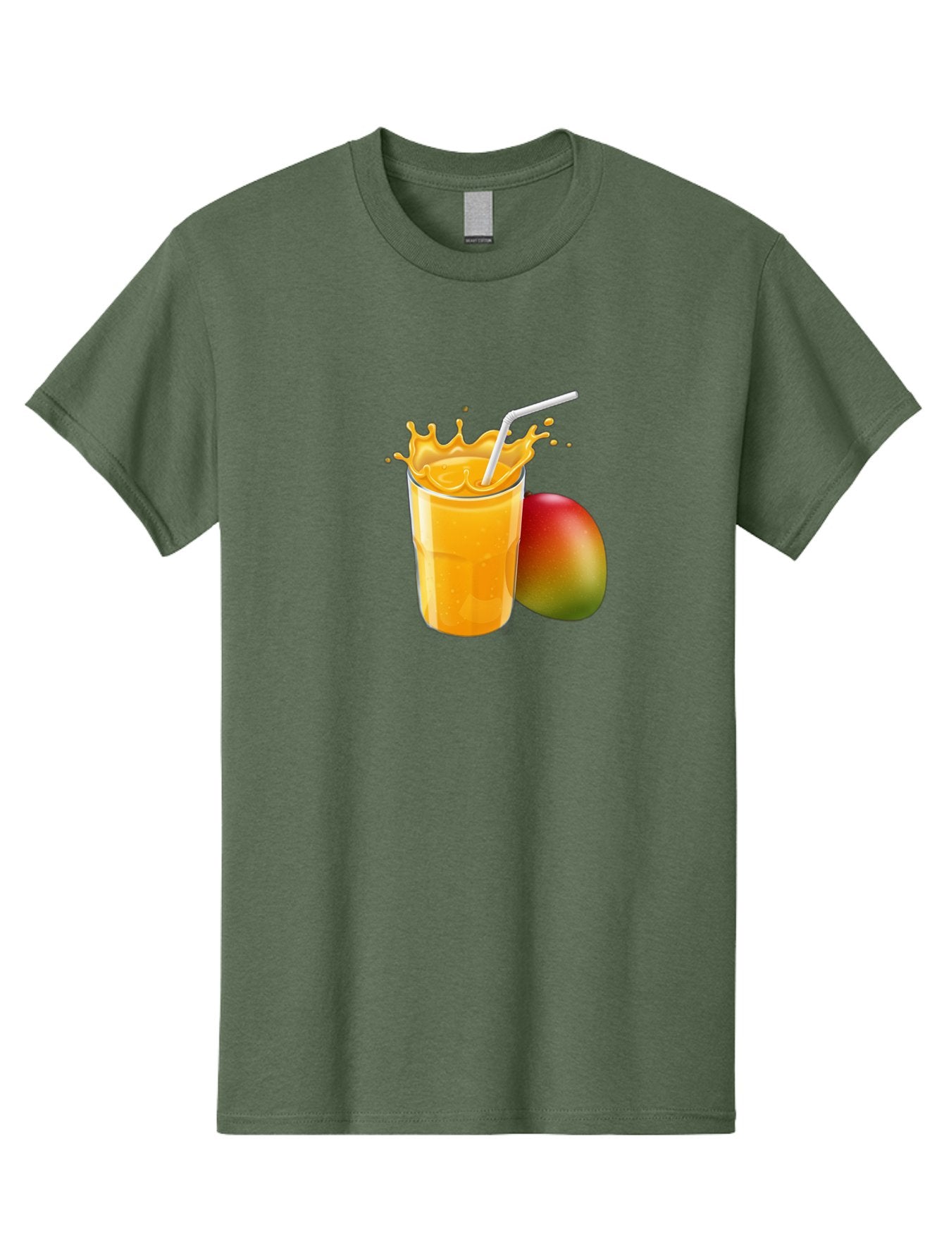 Mango-Juice-3 Men'S Graphic Tee, 100% Cotton, Comfortable Casual Summer Wear, Machine Washable, Mango Juice, Refreshing Drink, Tropical Flavor, Summer Beverage, Healthy Smoothie, Vibrant Orange Color, Splashing Juice, Straw, Whole Mango, Bac147 12