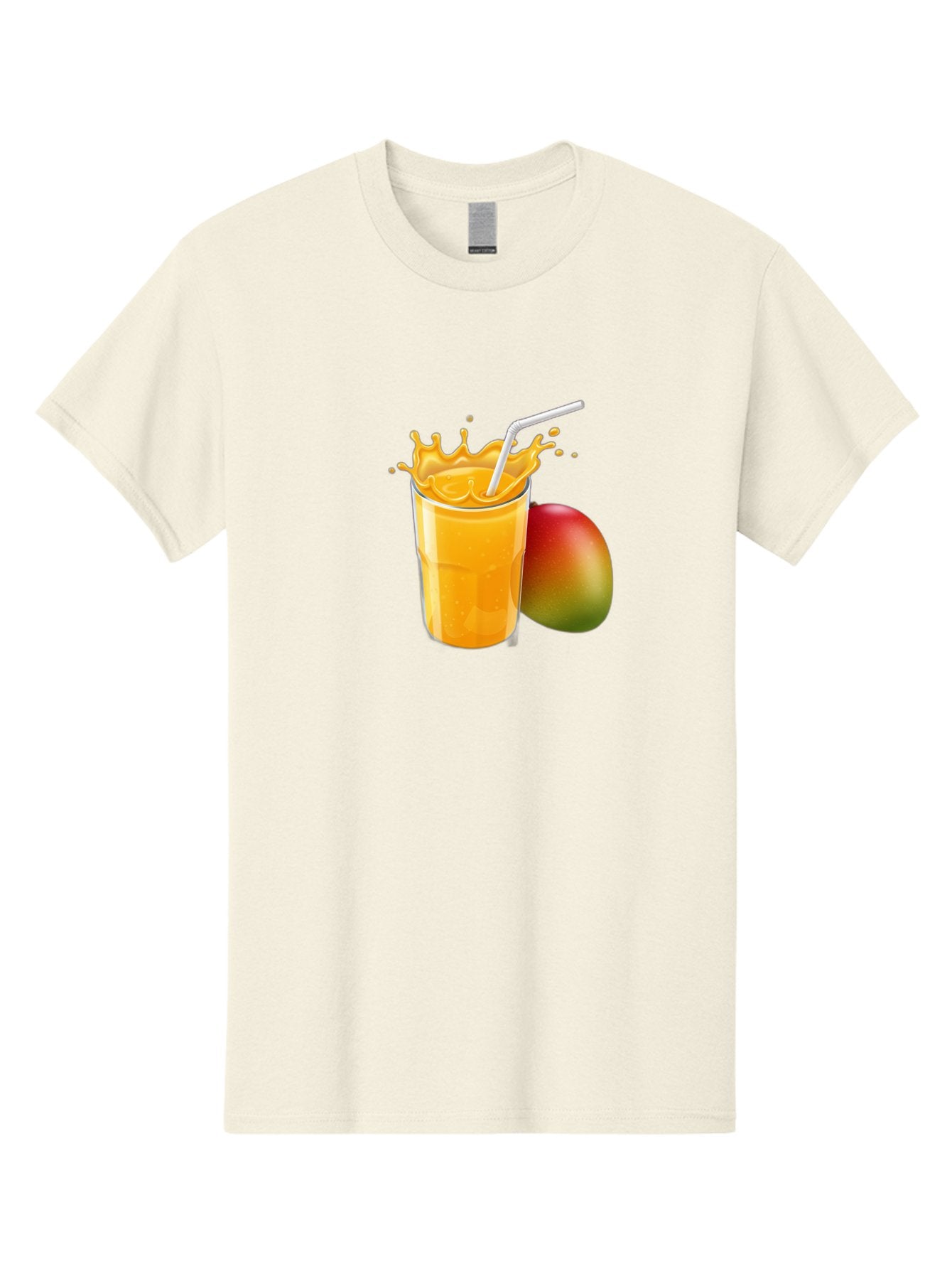 Mango-Juice-3 Men'S Graphic Tee, 100% Cotton, Comfortable Casual Summer Wear, Machine Washable, Mango Juice, Refreshing Drink, Tropical Flavor, Summer Beverage, Healthy Smoothie, Vibrant Orange Color, Splashing Juice, Straw, Whole Mango, Bac147 11