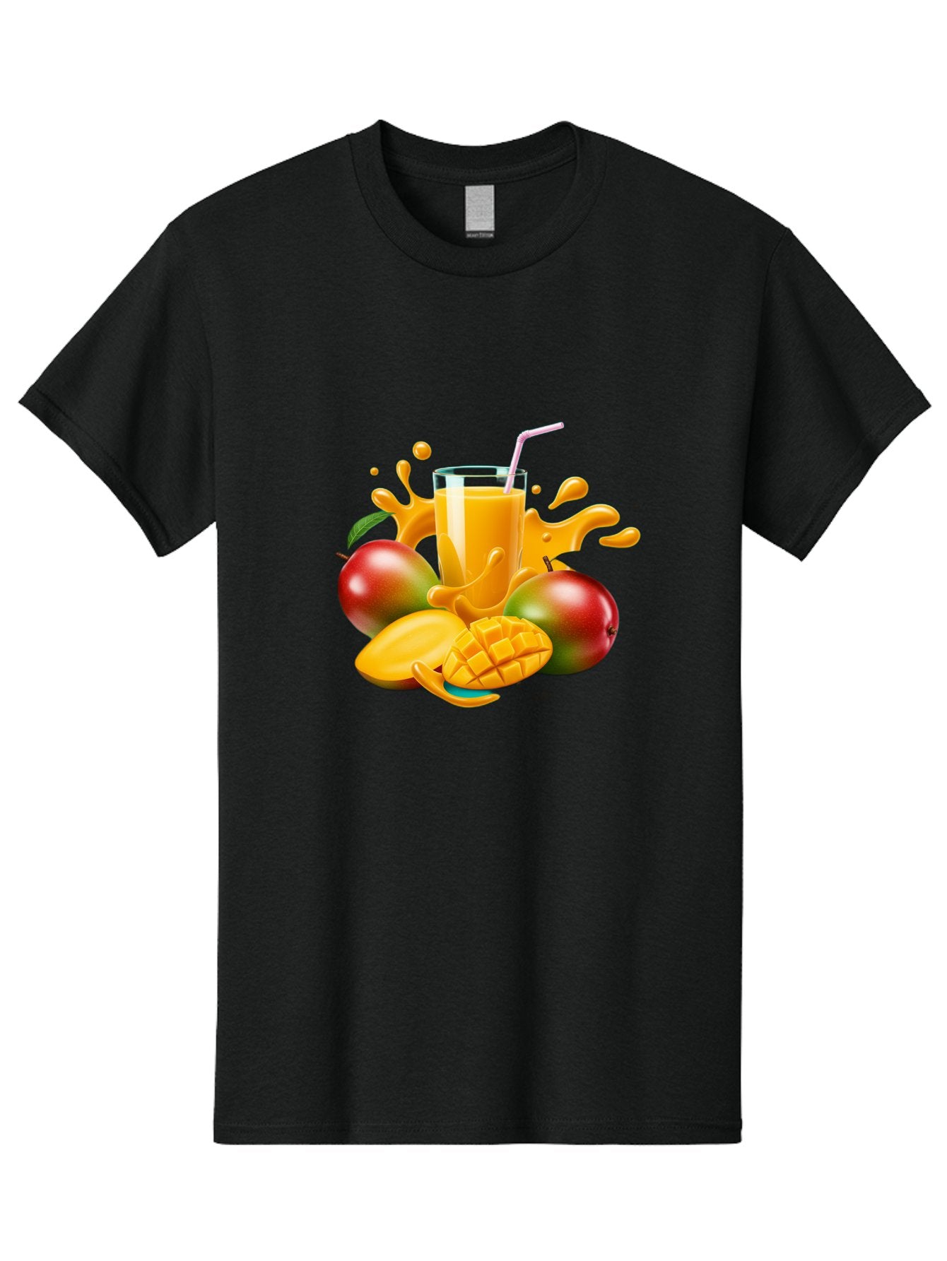 Mango-Juice-4 Men'S Graphic Tee, 100% Cotton, Comfortable Casual Summer Wear, Machine Washable, Fresh Mango Juice, Ripe Mangoes, Healthy Drink, Refreshing Beverage, Tropical Flavors, Fruit Smoothie, Vibrant Colors, Juice Splash Bac148 7