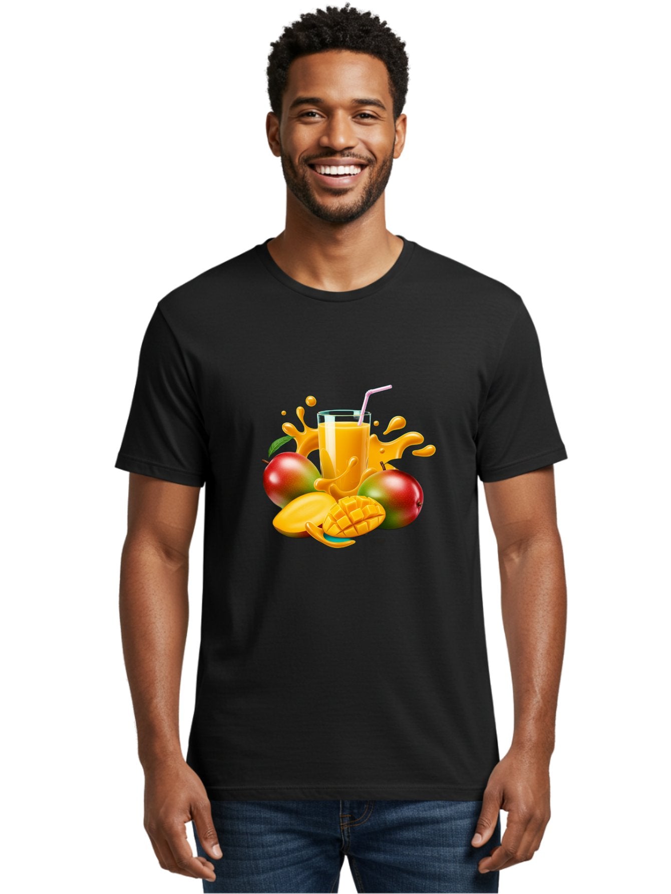 Mango-Juice-4 Men'S Graphic Tee, 100% Cotton, Comfortable Casual Summer Wear, Machine Washable, Fresh Mango Juice, Ripe Mangoes, Healthy Drink, Refreshing Beverage, Tropical Flavors, Fruit Smoothie, Vibrant Colors, Juice Splash Bac148 16
