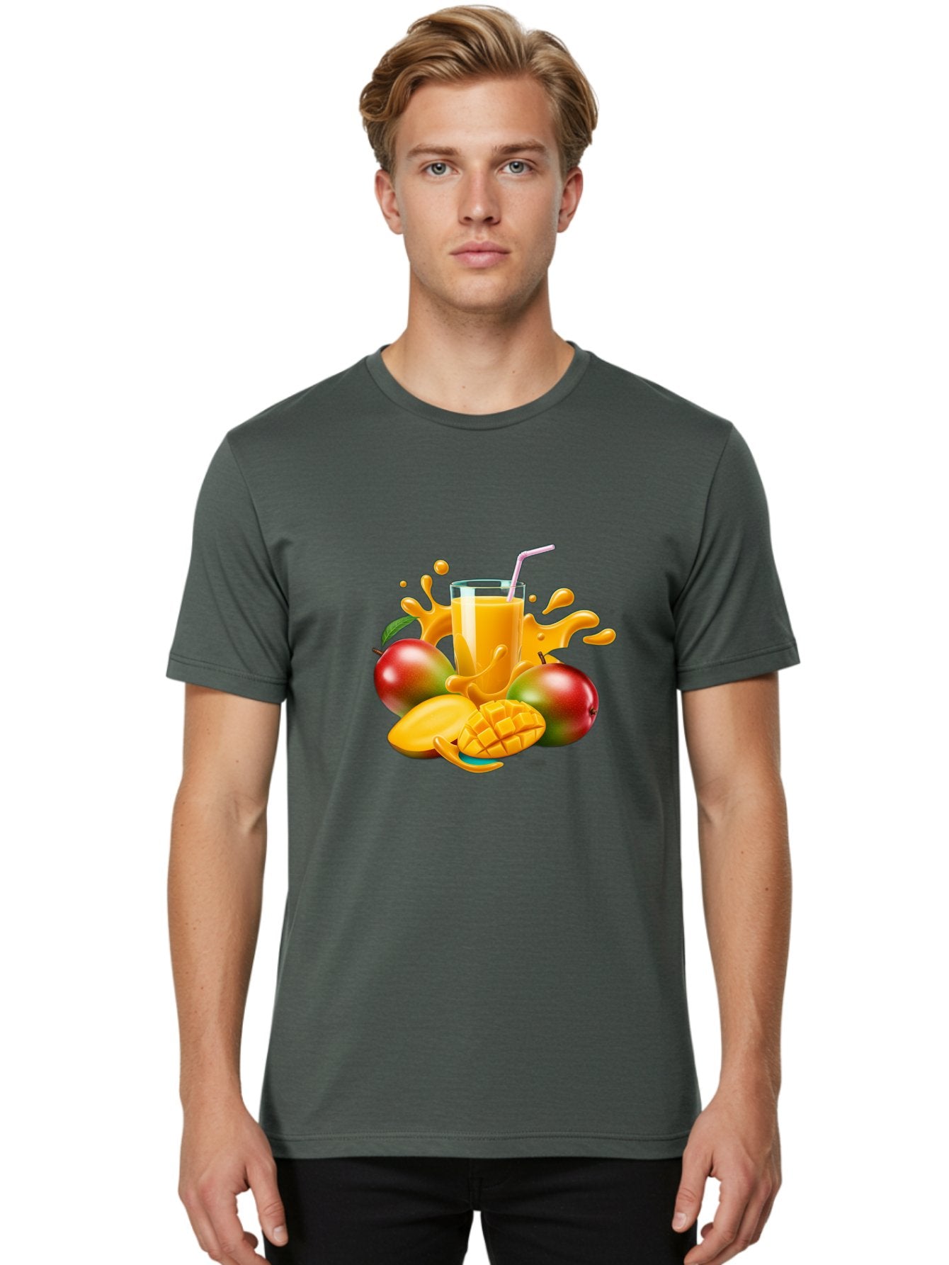 Mango-Juice-4 Men'S Graphic Tee, 100% Cotton, Comfortable Casual Summer Wear, Machine Washable, Fresh Mango Juice, Ripe Mangoes, Healthy Drink, Refreshing Beverage, Tropical Flavors, Fruit Smoothie, Vibrant Colors, Juice Splash Bac148 27