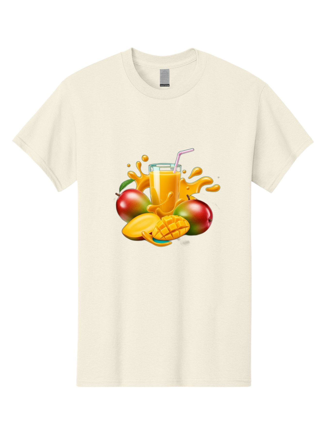 Mango-Juice-4 Men'S Graphic Tee, 100% Cotton, Comfortable Casual Summer Wear, Machine Washable, Fresh Mango Juice, Ripe Mangoes, Healthy Drink, Refreshing Beverage, Tropical Flavors, Fruit Smoothie, Vibrant Colors, Juice Splash Bac148 3