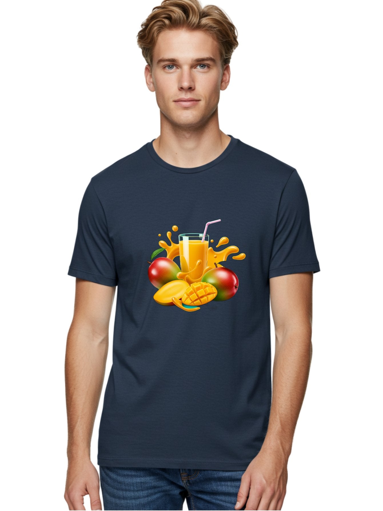Mango-Juice-4 Men'S Graphic Tee, 100% Cotton, Comfortable Casual Summer Wear, Machine Washable, Fresh Mango Juice, Ripe Mangoes, Healthy Drink, Refreshing Beverage, Tropical Flavors, Fruit Smoothie, Vibrant Colors, Juice Splash Bac148 18