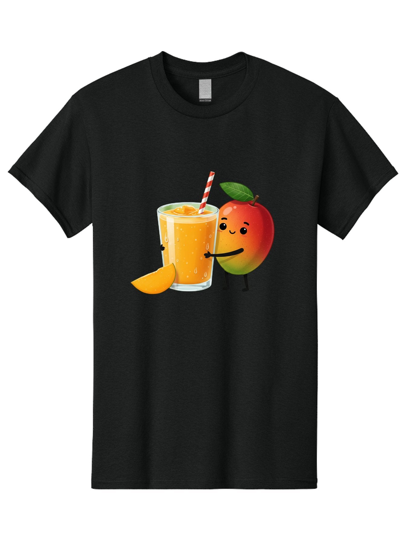Mango-Juice Men'S Graphic Tee, 100% Cotton, Comfortable Casual Summer Wear, Machine Washable, Mango Juice, Cartoon Characters, Orange Juice, Fruit Juice, Healthy Drink, Refreshing Beverage, Smiling Mango, Cute Character, Orange Drink Bac150 9