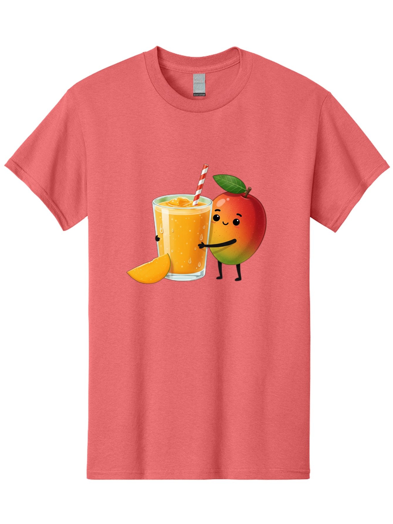 Mango-Juice Men'S Graphic Tee, 100% Cotton, Comfortable Casual Summer Wear, Machine Washable, Mango Juice, Cartoon Characters, Orange Juice, Fruit Juice, Healthy Drink, Refreshing Beverage, Smiling Mango, Cute Character, Orange Drink Bac150