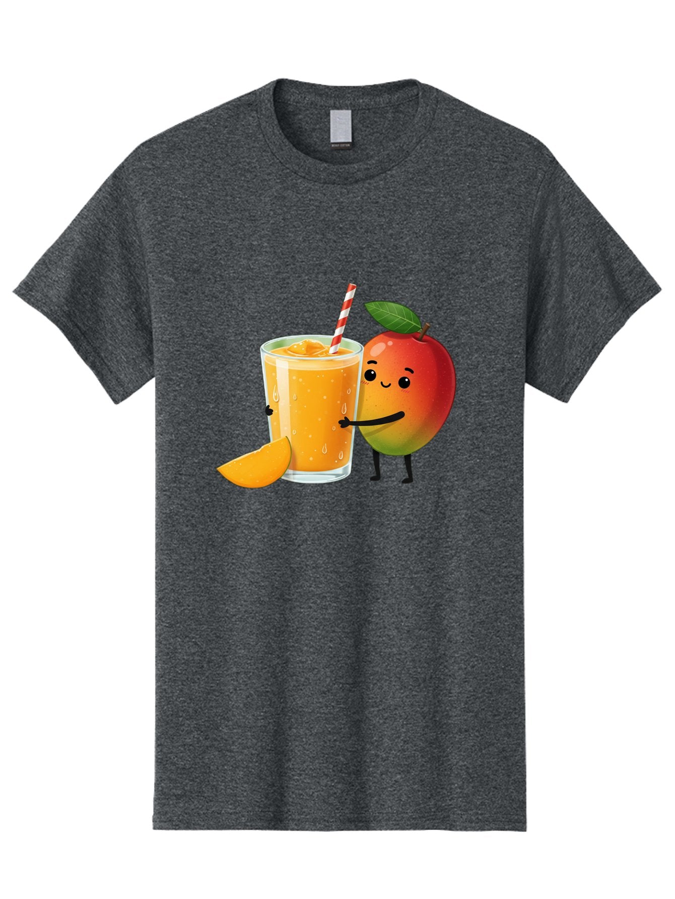 Mango-Juice Men'S Graphic Tee, 100% Cotton, Comfortable Casual Summer Wear, Machine Washable, Mango Juice, Cartoon Characters, Orange Juice, Fruit Juice, Healthy Drink, Refreshing Beverage, Smiling Mango, Cute Character, Orange Drink Bac150 15