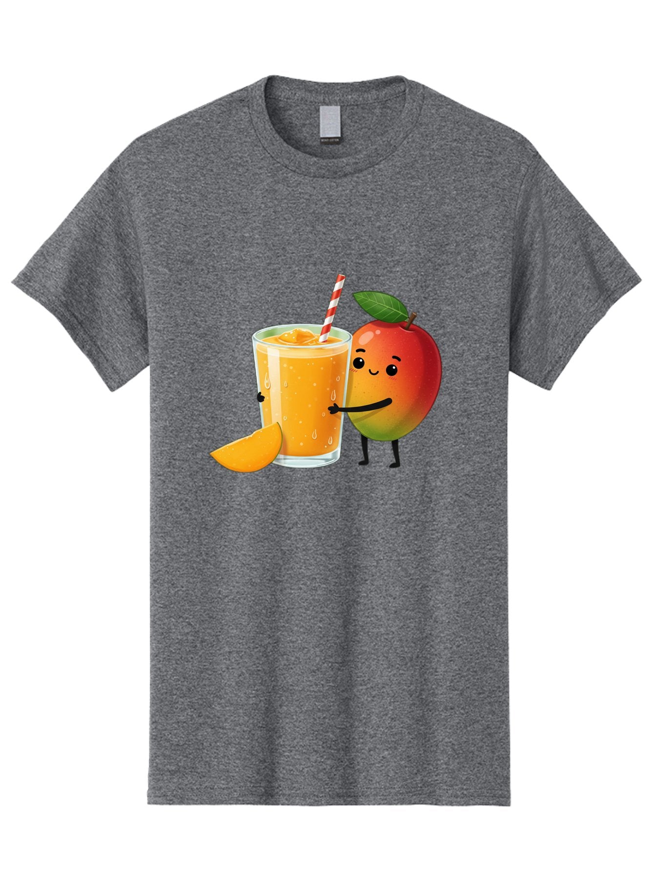 Mango-Juice Men'S Graphic Tee, 100% Cotton, Comfortable Casual Summer Wear, Machine Washable, Mango Juice, Cartoon Characters, Orange Juice, Fruit Juice, Healthy Drink, Refreshing Beverage, Smiling Mango, Cute Character, Orange Drink Bac150 10