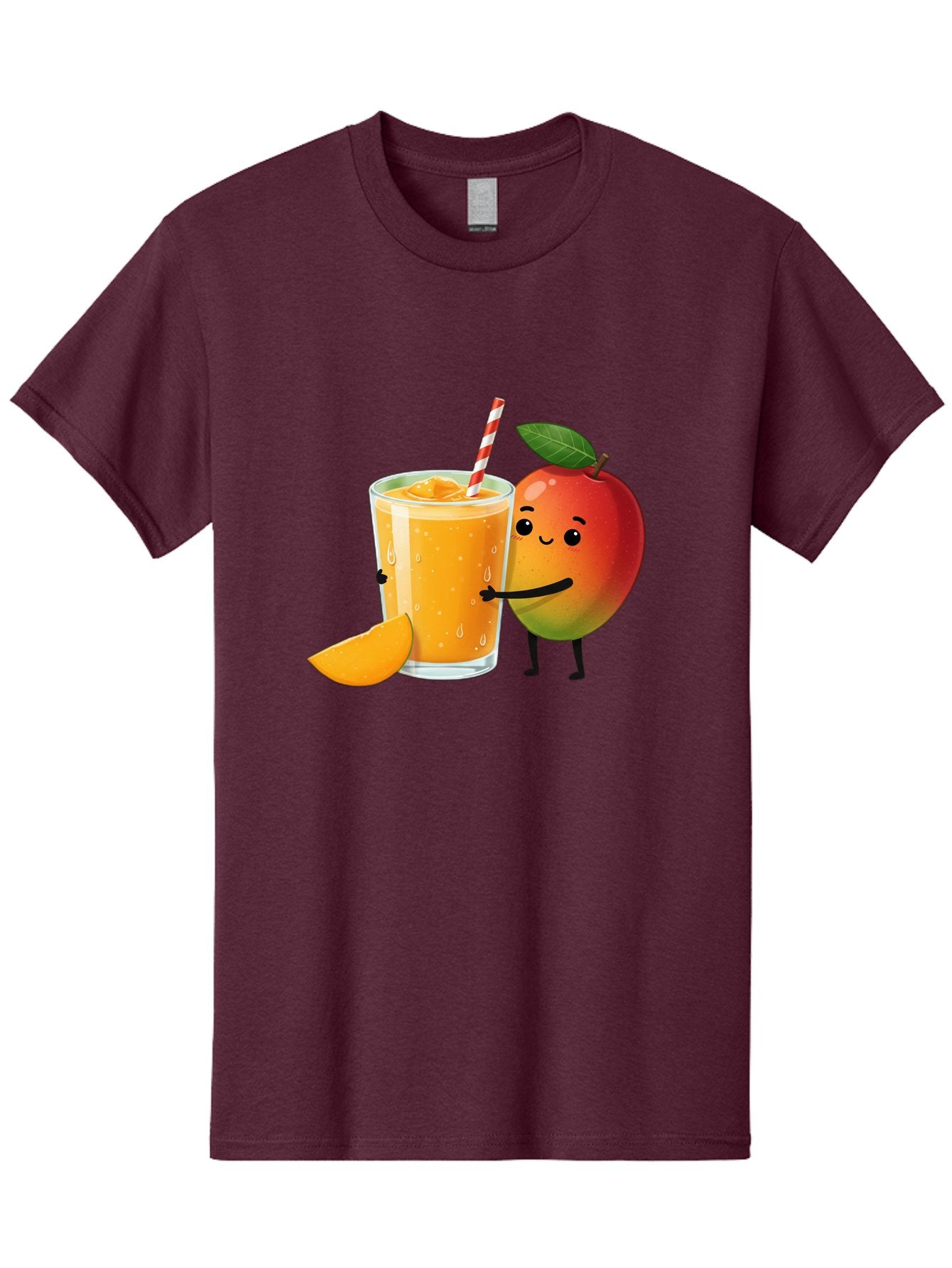 Mango-Juice Men'S Graphic Tee, 100% Cotton, Comfortable Casual Summer Wear, Machine Washable, Mango Juice, Cartoon Characters, Orange Juice, Fruit Juice, Healthy Drink, Refreshing Beverage, Smiling Mango, Cute Character, Orange Drink Bac150 11