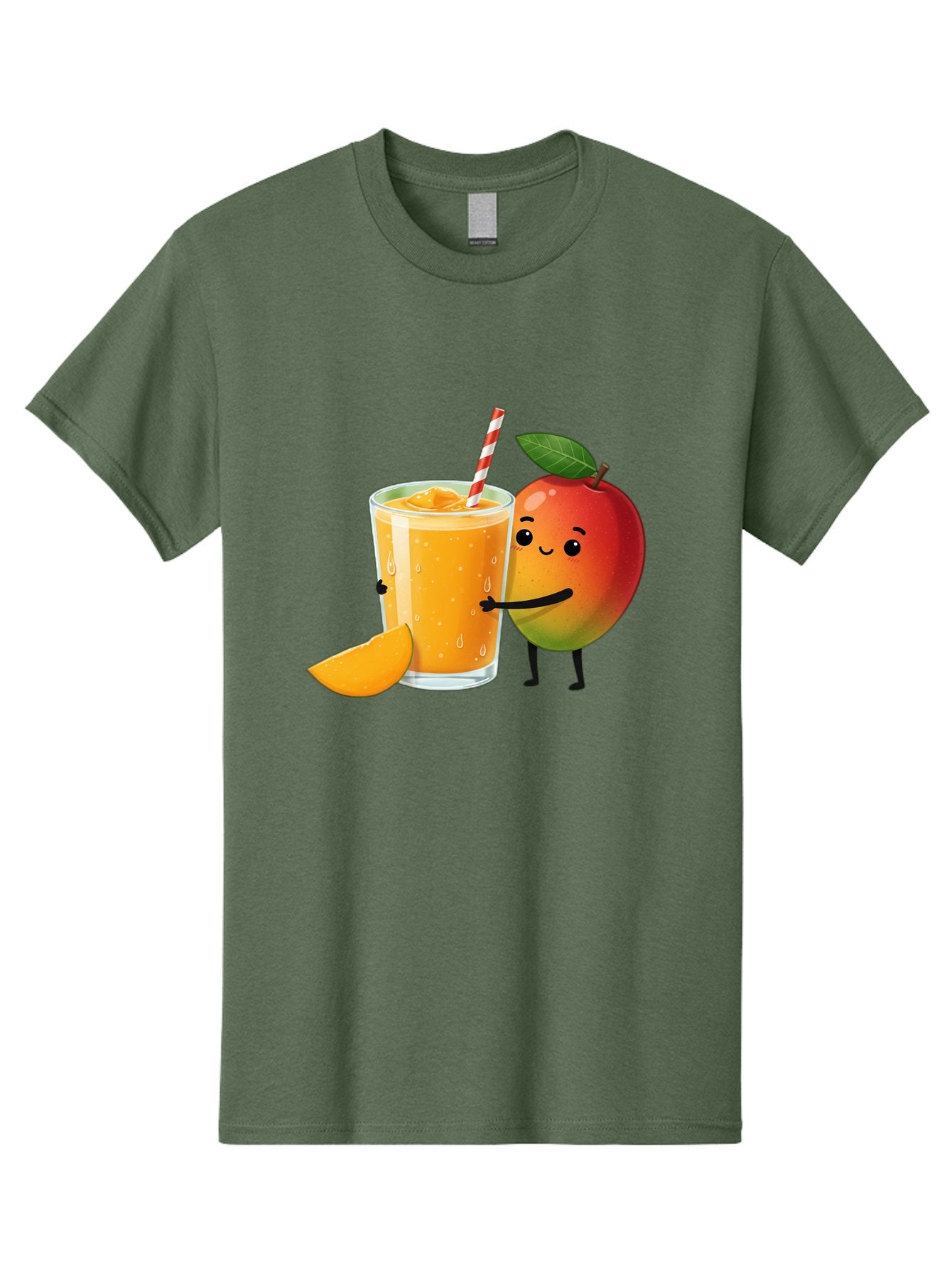 Mango-Juice Men'S Graphic Tee, 100% Cotton, Comfortable Casual Summer Wear, Machine Washable, Mango Juice, Cartoon Characters, Orange Juice, Fruit Juice, Healthy Drink, Refreshing Beverage, Smiling Mango, Cute Character, Orange Drink Bac150 13