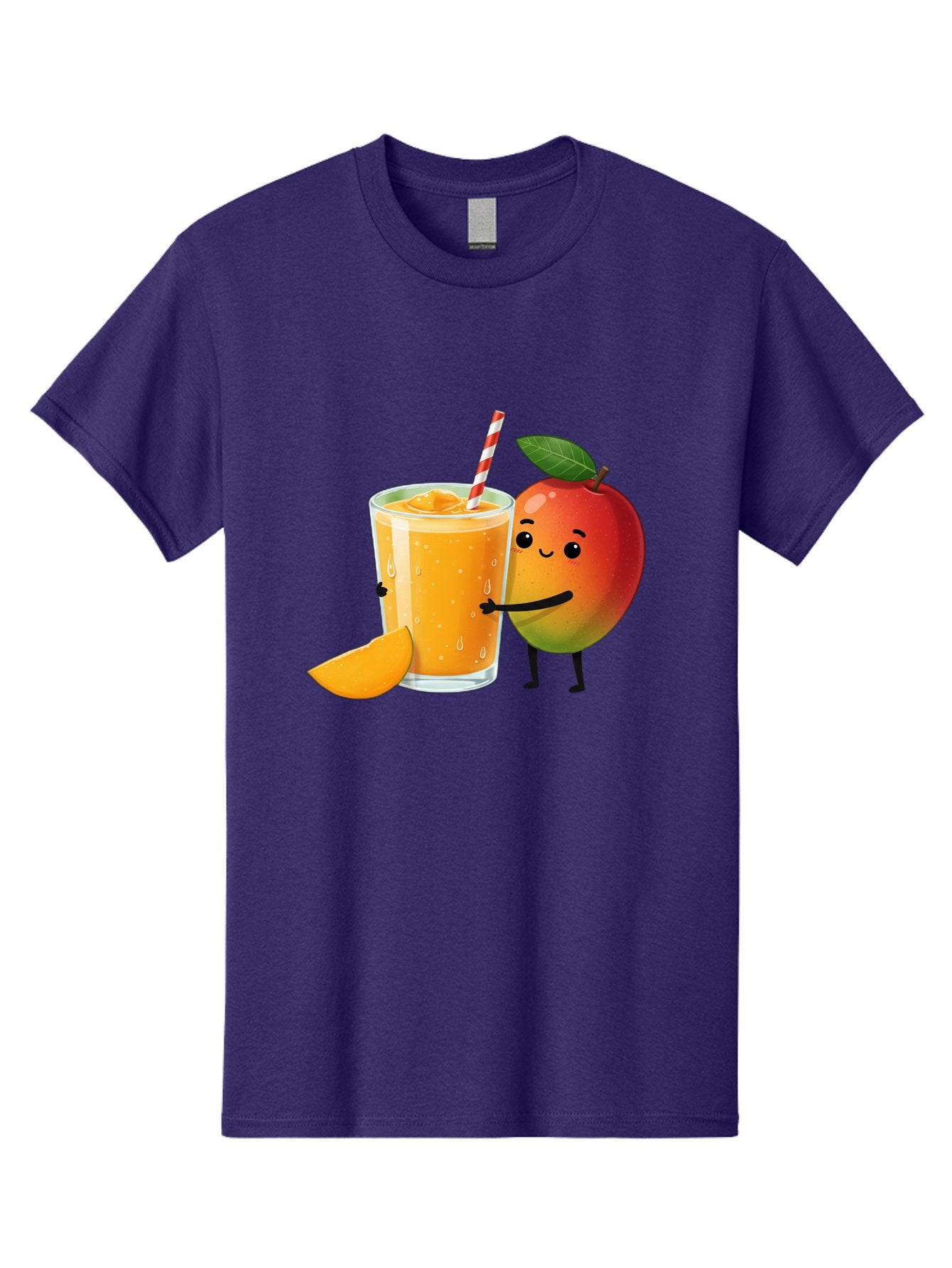 Mango-Juice Men'S Graphic Tee, 100% Cotton, Comfortable Casual Summer Wear, Machine Washable, Mango Juice, Cartoon Characters, Orange Juice, Fruit Juice, Healthy Drink, Refreshing Beverage, Smiling Mango, Cute Character, Orange Drink Bac150 7