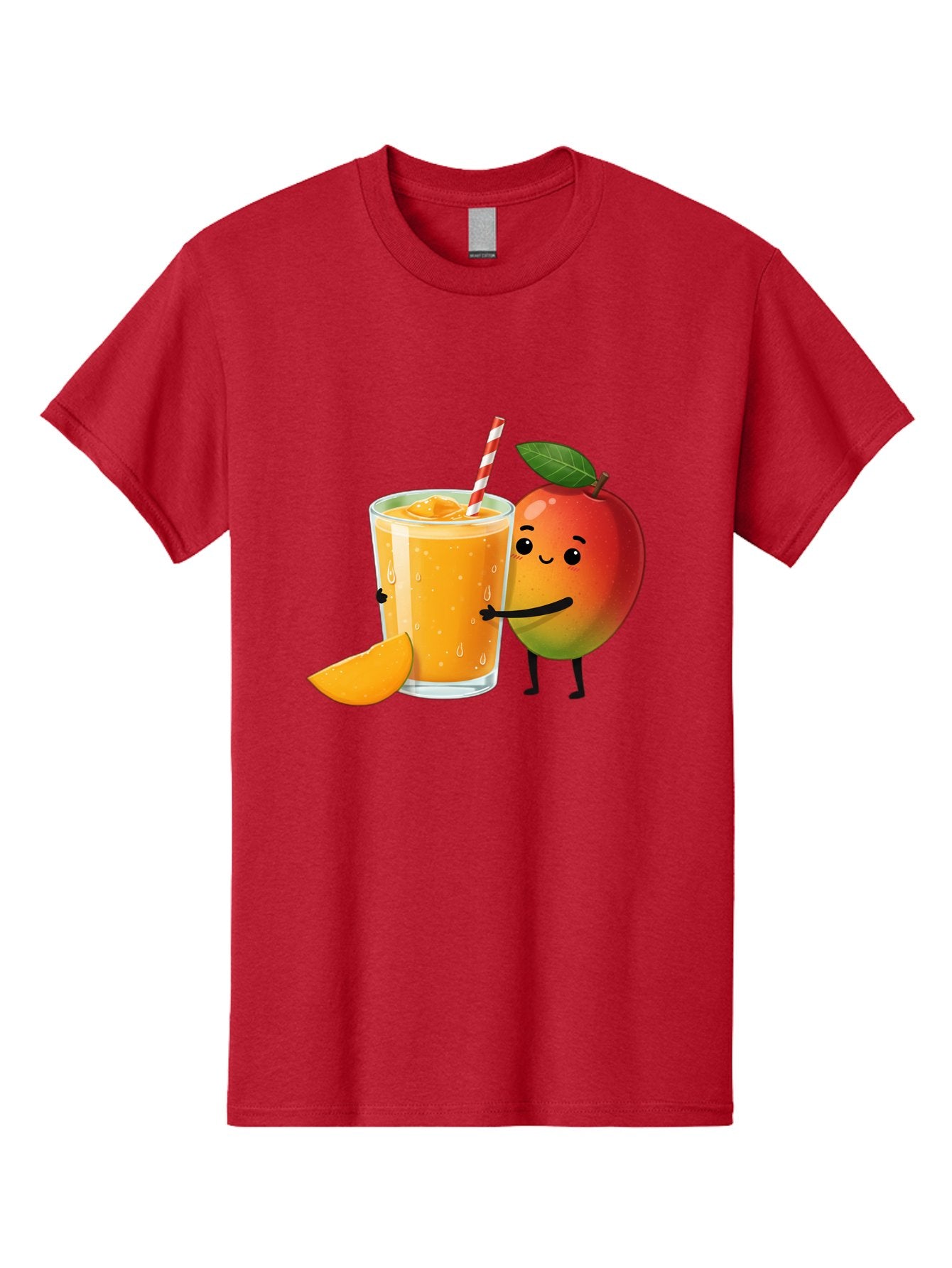 Mango-Juice Men'S Graphic Tee, 100% Cotton, Comfortable Casual Summer Wear, Machine Washable, Mango Juice, Cartoon Characters, Orange Juice, Fruit Juice, Healthy Drink, Refreshing Beverage, Smiling Mango, Cute Character, Orange Drink Bac150 14