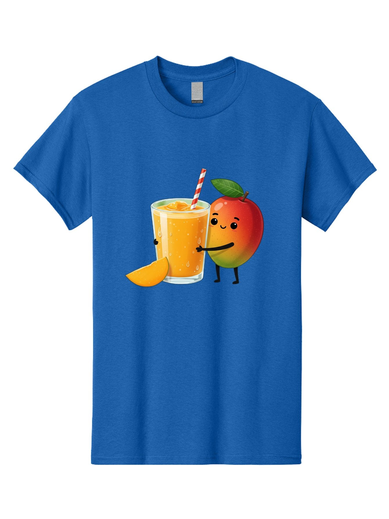 Mango-Juice Men'S Graphic Tee, 100% Cotton, Comfortable Casual Summer Wear, Machine Washable, Mango Juice, Cartoon Characters, Orange Juice, Fruit Juice, Healthy Drink, Refreshing Beverage, Smiling Mango, Cute Character, Orange Drink Bac150 8