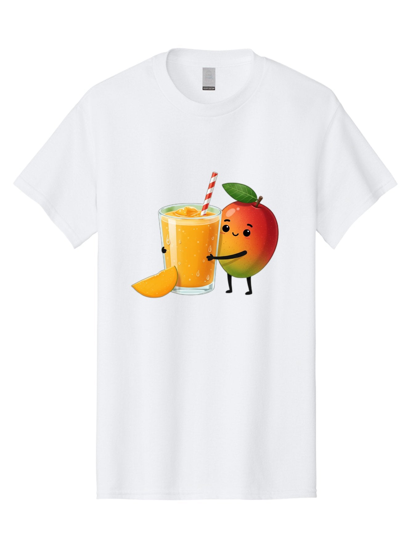 Mango-Juice Men'S Graphic Tee, 100% Cotton, Comfortable Casual Summer Wear, Machine Washable, Mango Juice, Cartoon Characters, Orange Juice, Fruit Juice, Healthy Drink, Refreshing Beverage, Smiling Mango, Cute Character, Orange Drink Bac150 6